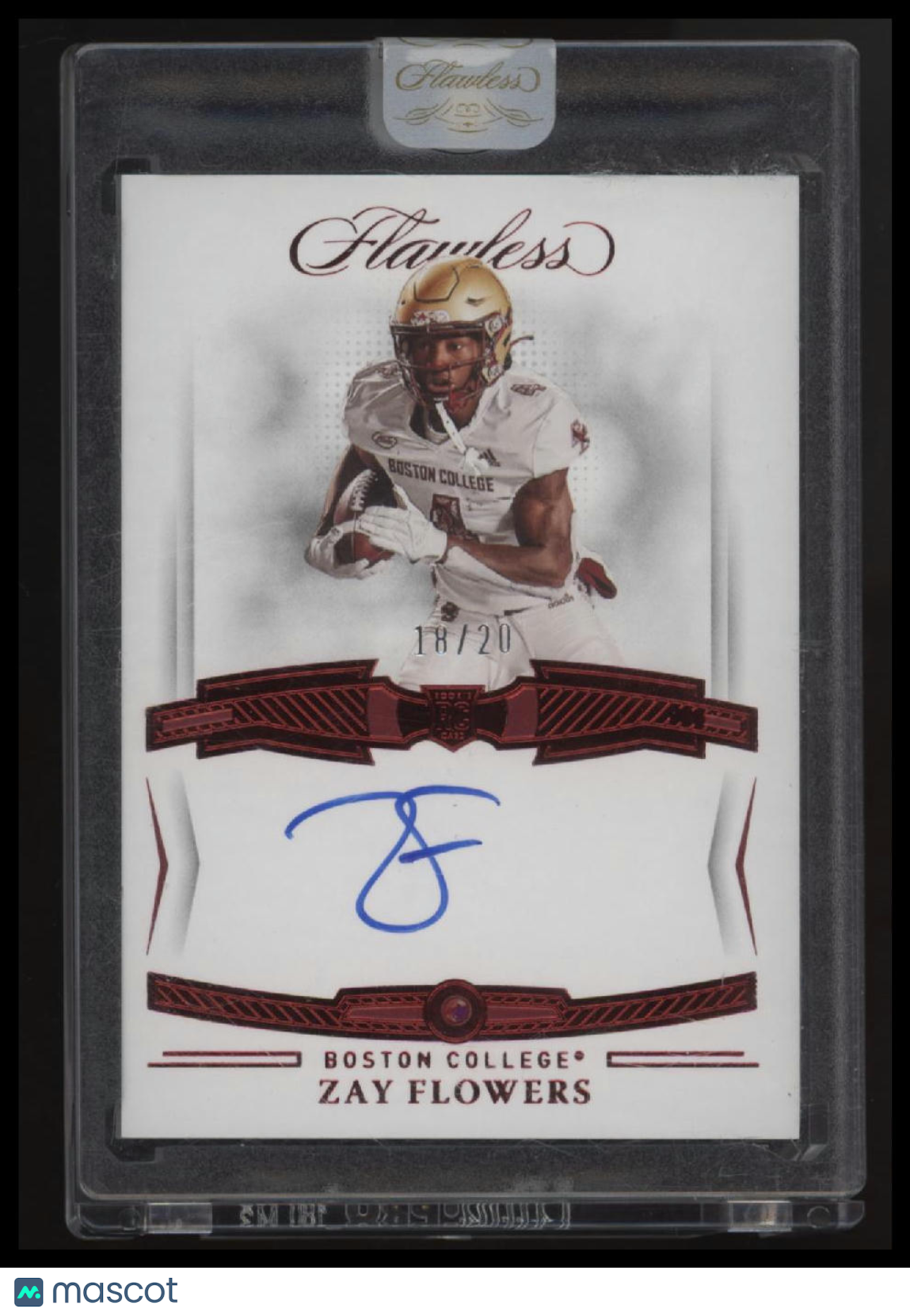 2023 Panini Flawless Collegiate Zay Flowers Rookie Gems Signatures Ruby #/20