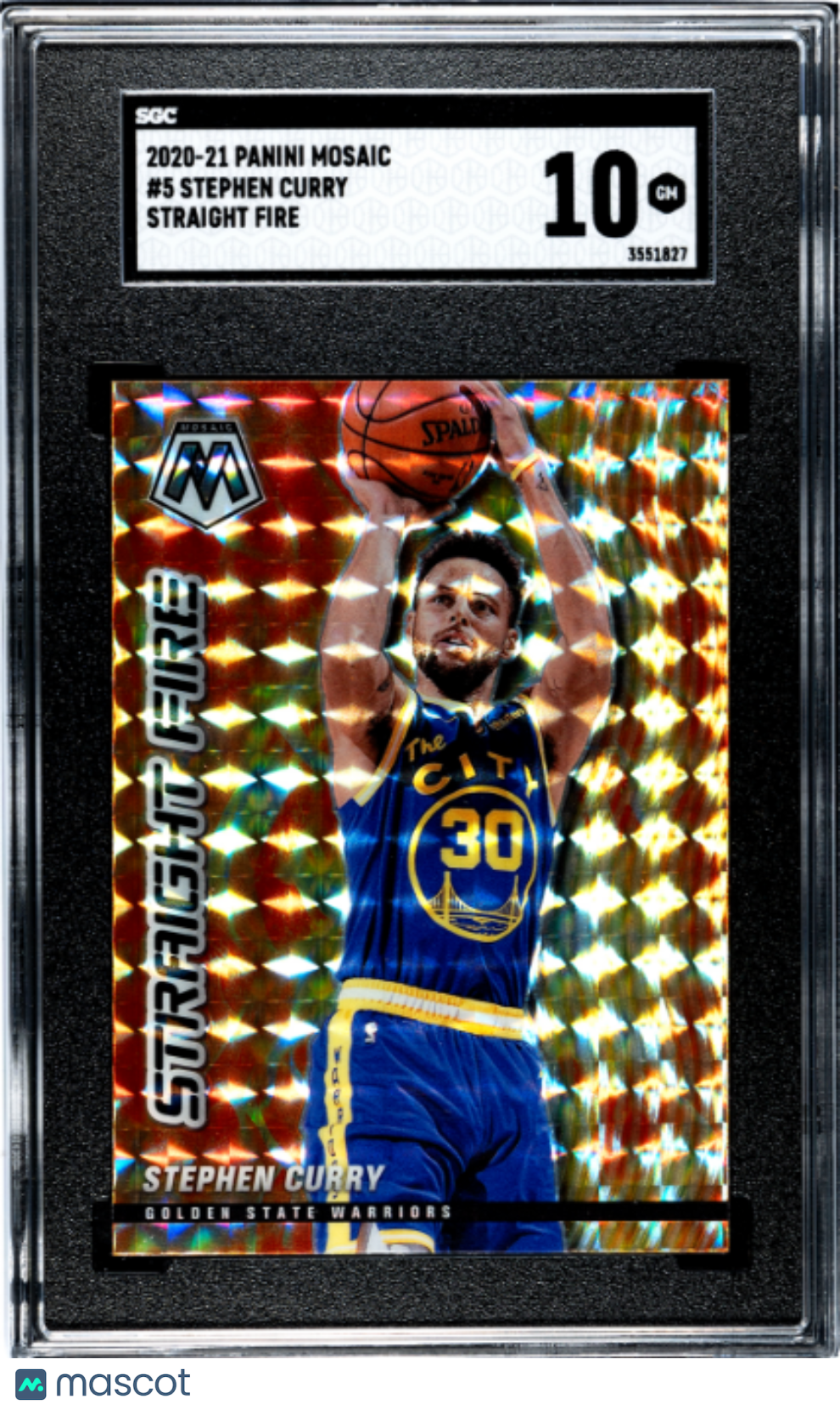 2020-21 Panini Mosaic Stephen Curry Straight Fire SGC 10