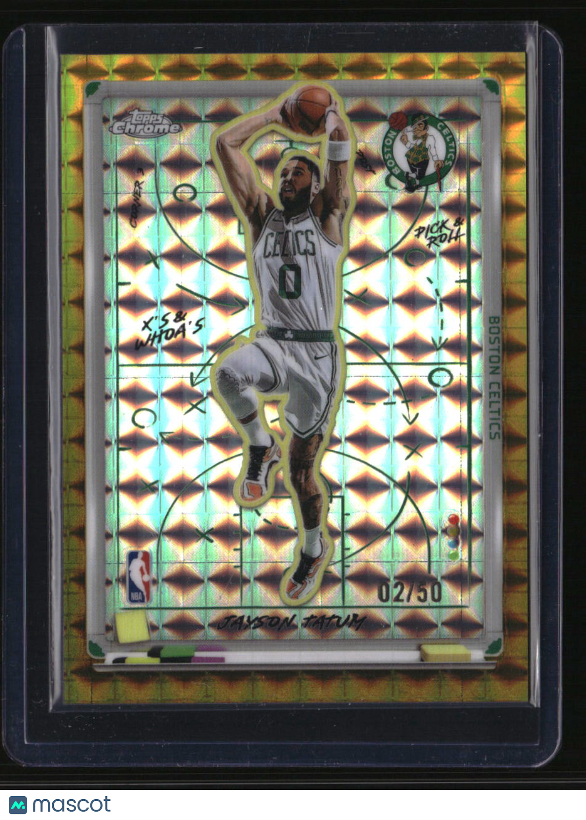2025-26 Topps Chrome Jayson Tatum X's and Whoa's Gold Geometric Refractor #/50