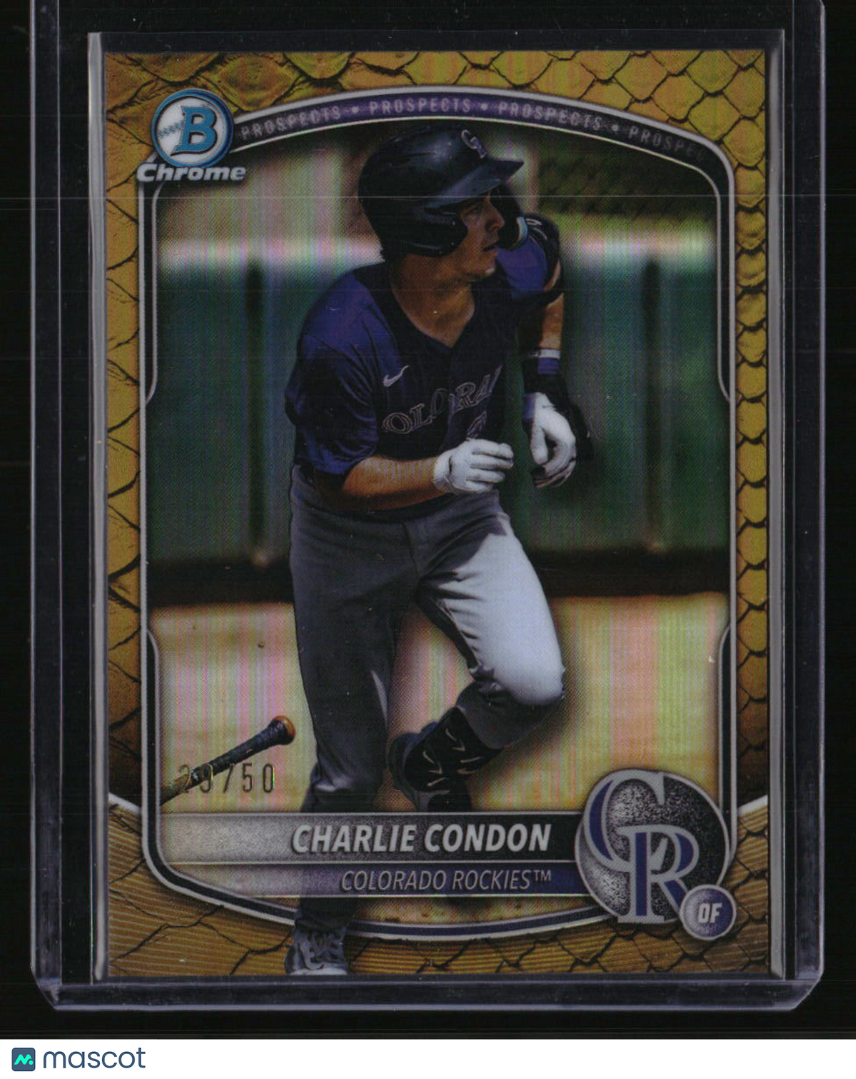 2025 Bowman Chrome Charlie Condon Prospects Reptilian Gold #/50