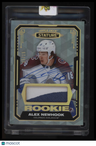2021-22 Upper Deck Stature Alex Newhook Auto Material Design Variant #/15