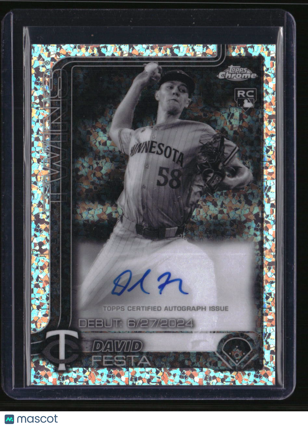 2025 Topps Chrome Update David Festa Rookie Auto Black & White Mini-Diamond