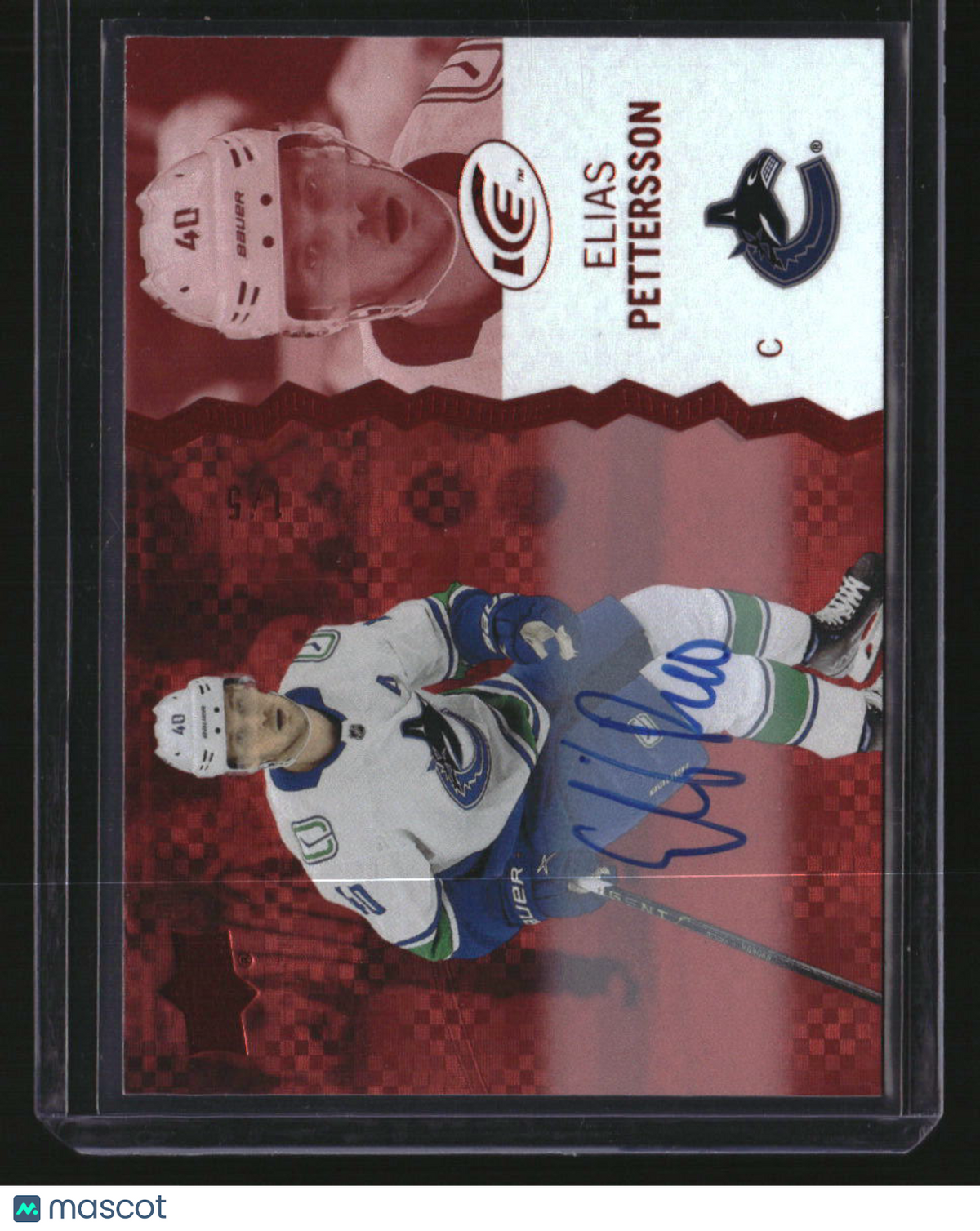 2023-24 Upper Deck Ice Elias Pettersson Red Auto #/5