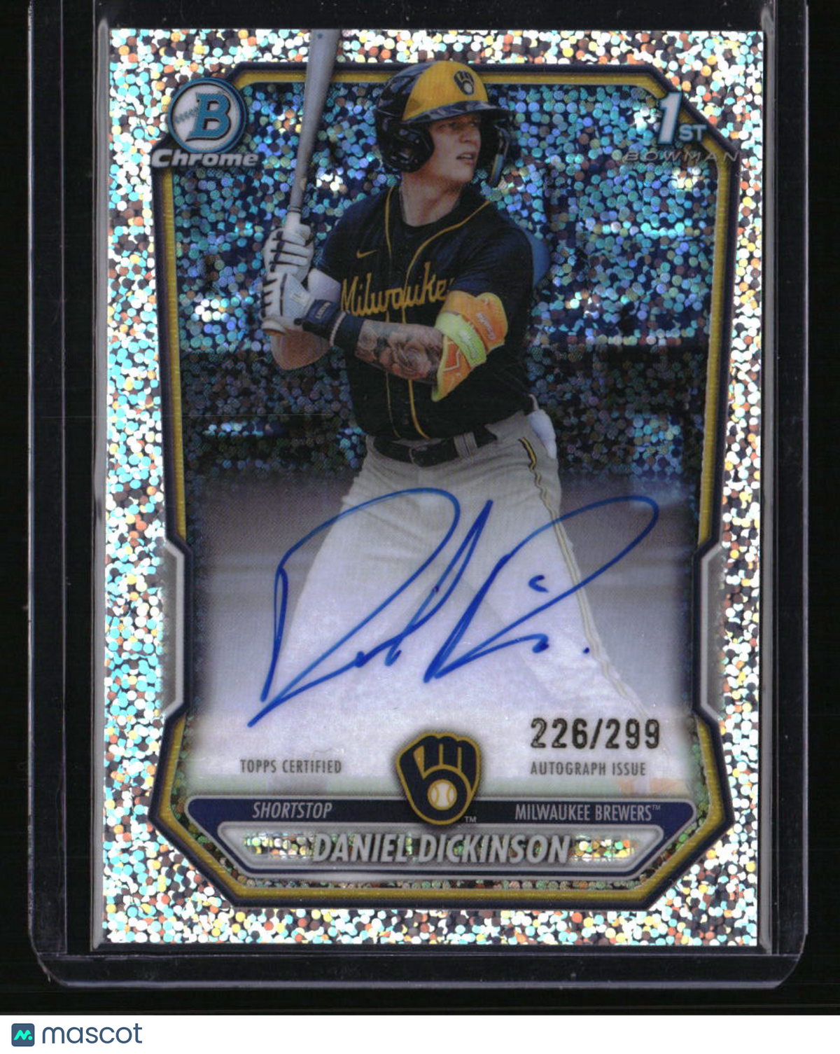 2026 Bowman Daniel Dickinson Chrome Prospect Autographs Speckle Refractors #/299