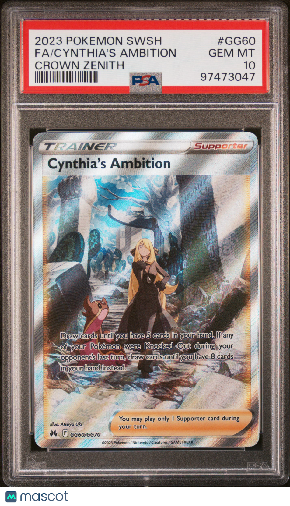 2023 Pokemon Sword And Shield Crown Zenith Fa/Cynthia'S Ambition PSA 10