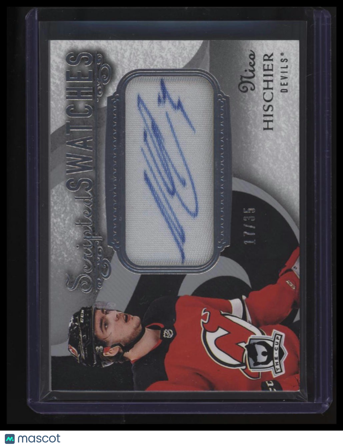 2018-19 Upper Deck The Cup Nico Hischier Scripted Swatches Autographs #/35
