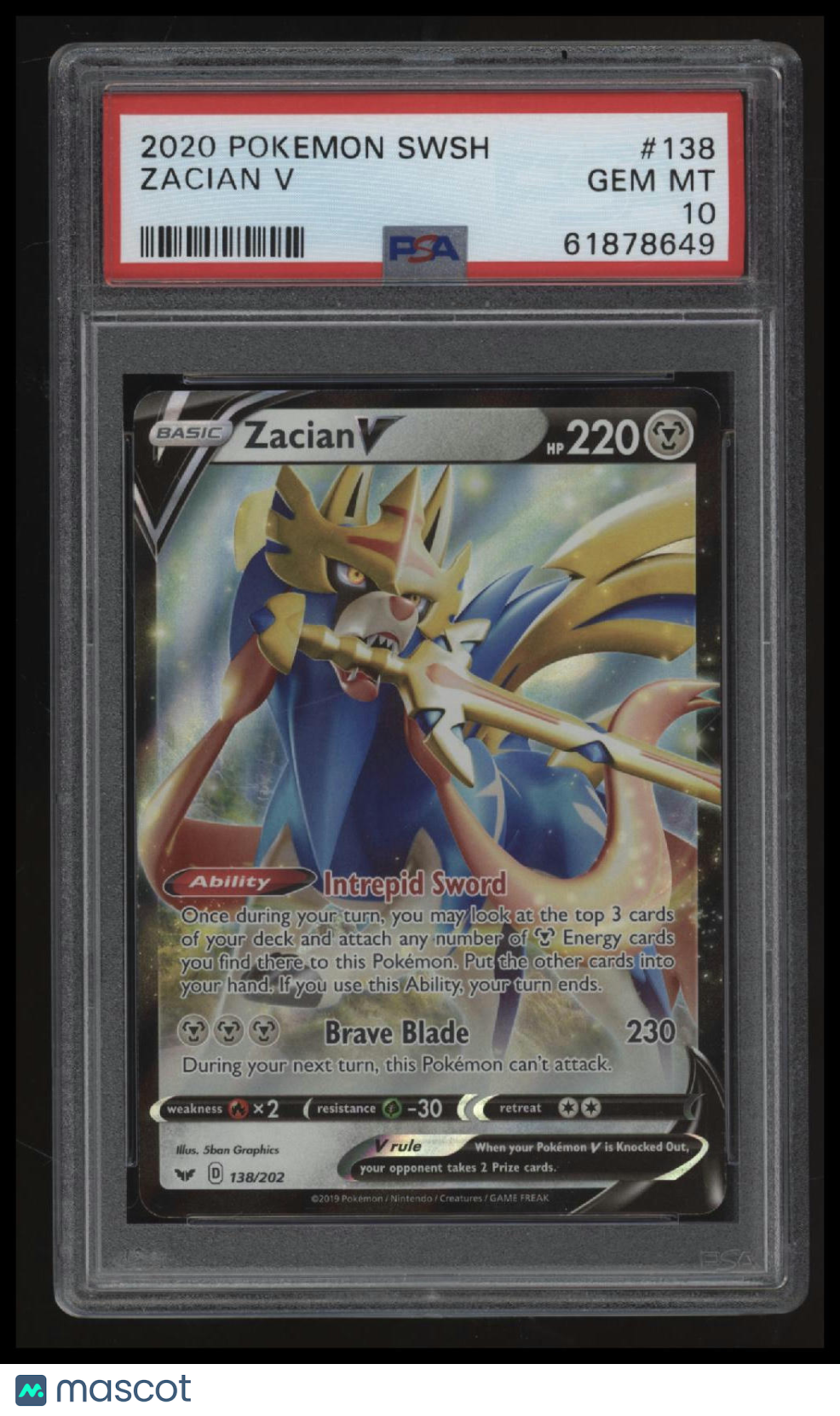2020 Pokemon Sword & Shield Zacian V PSA 10