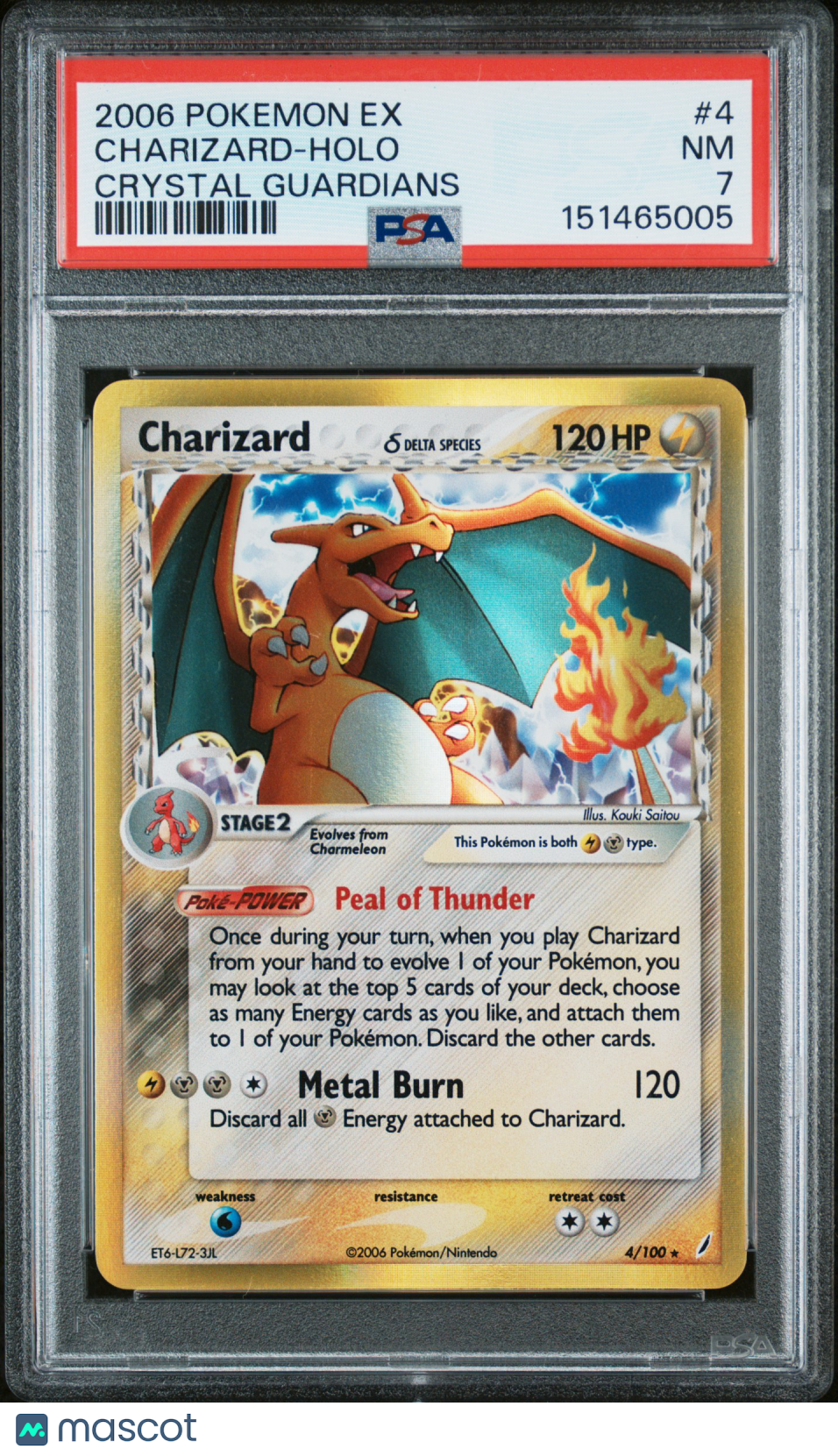 2006 Pokemon Ex Crystal Guardians Charizard-Holo Crystal Guardians PSA 7