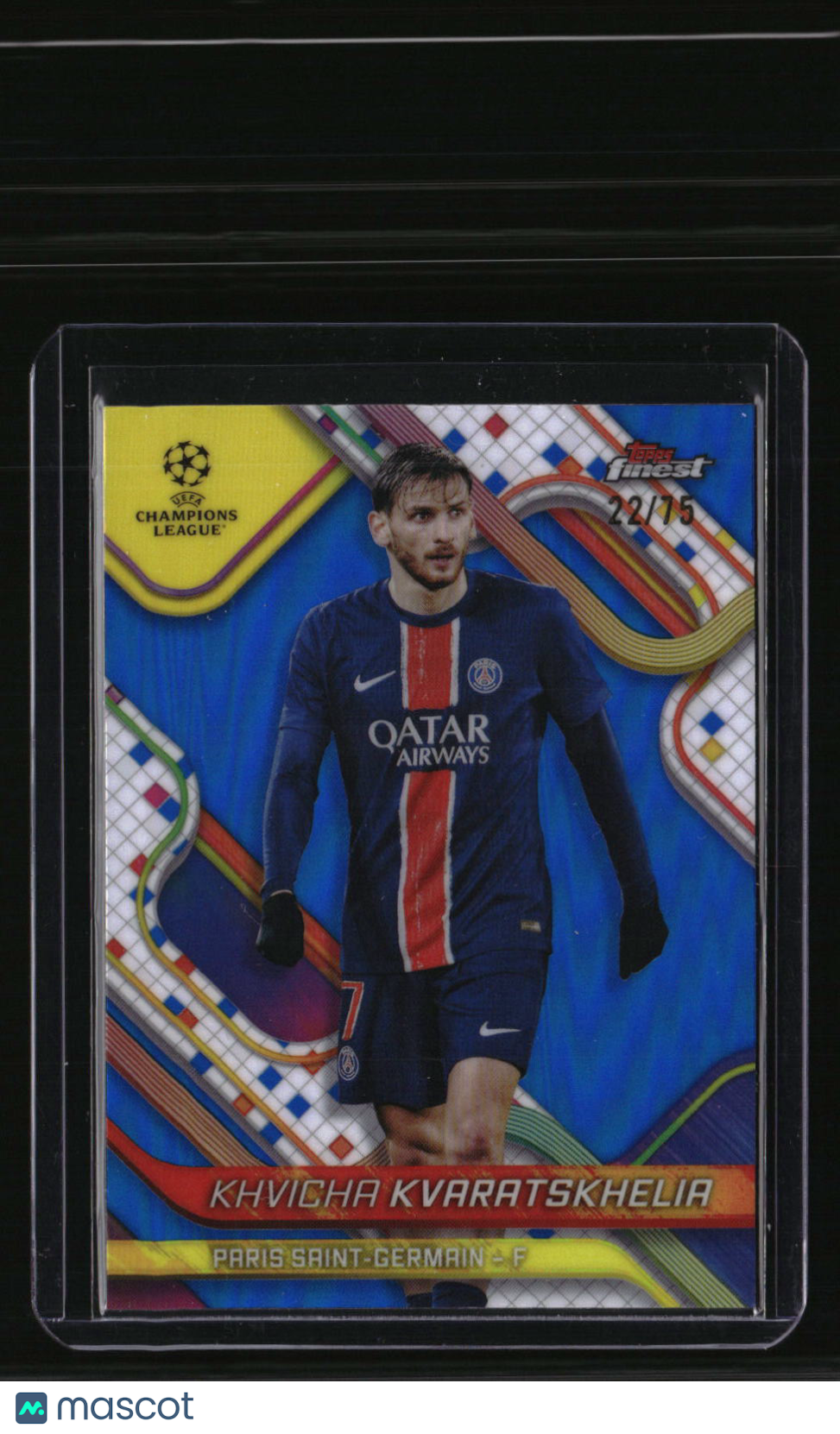 2024-25 Finest UEFA Club Competitions Khvicha Kvaratskhelia Blue Refractor #/75