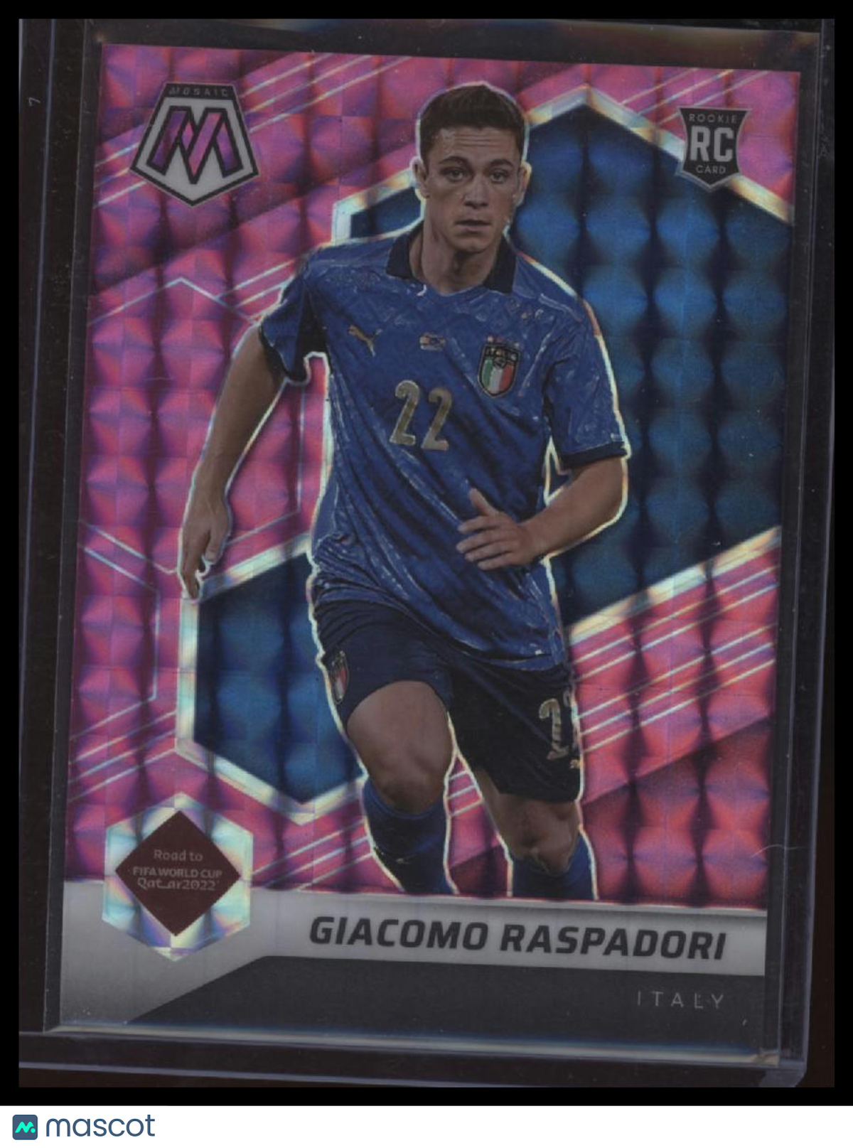 2021-22 Panini Mosaic Road to FIFA World Cup Giacomo Raspadori Mosaic Pink #/25