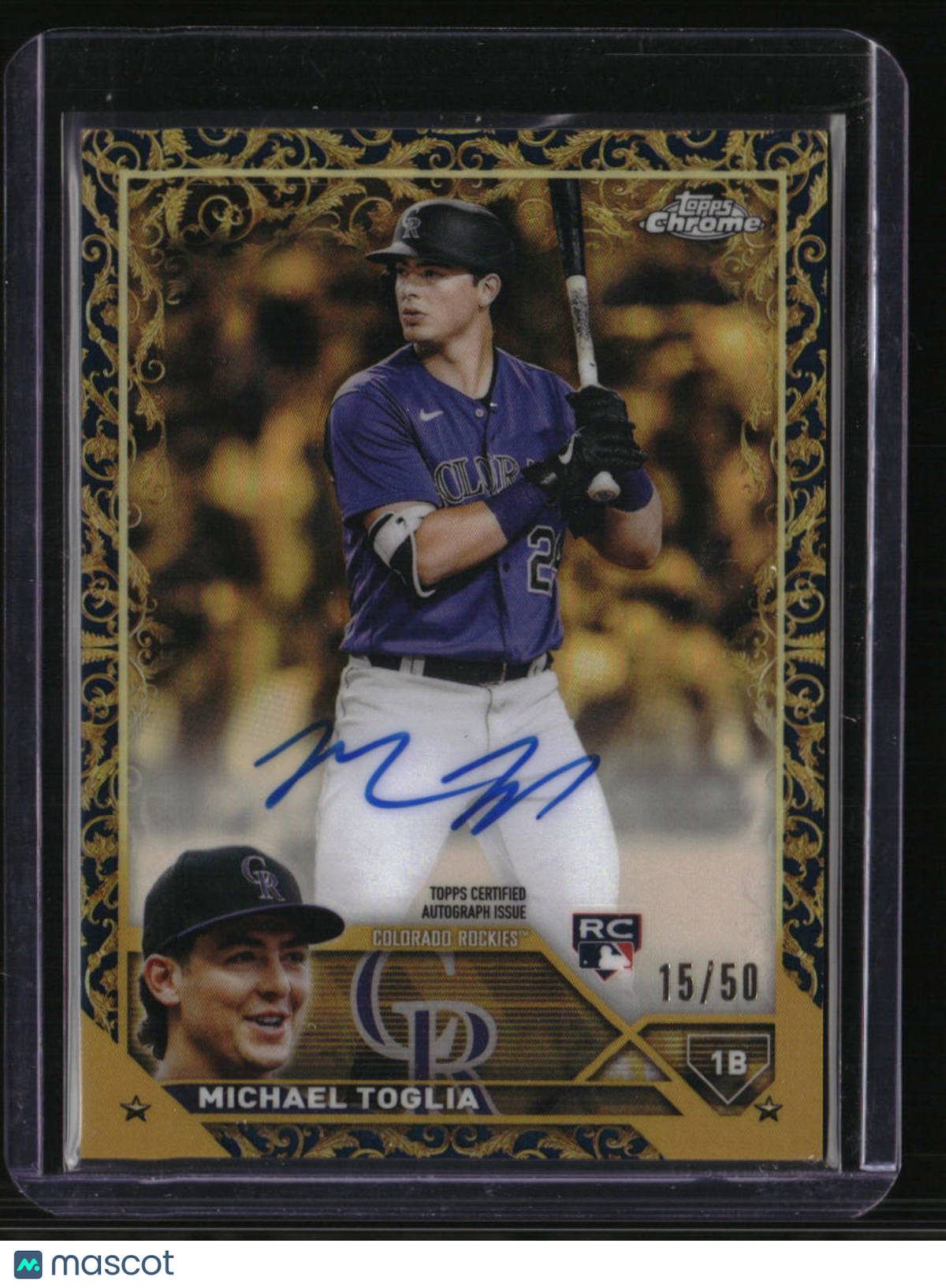 2023 Topps Gilded Collection Michael Toglia Chrome Gold Etch Auto Blue #/50