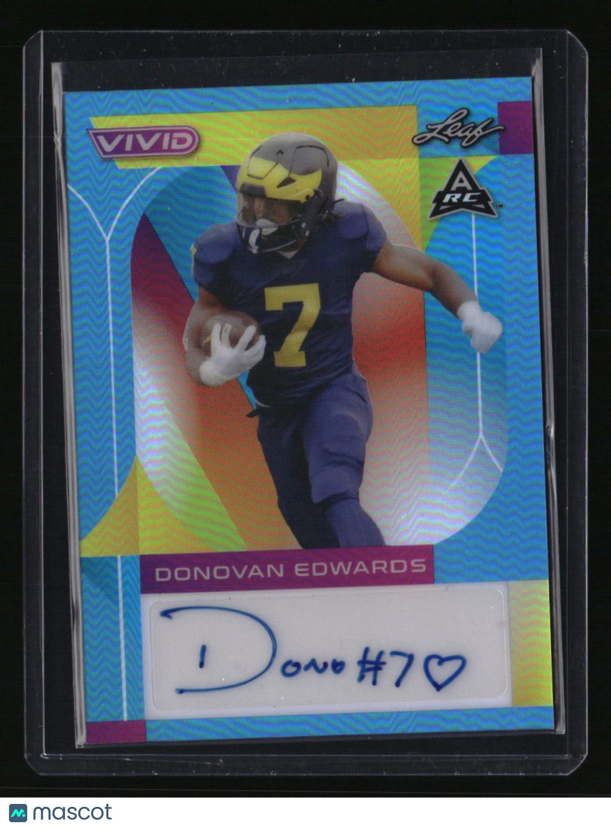 2023 Leaf Vivid Donovan Edwards Autographs Prismatic Teal #/1