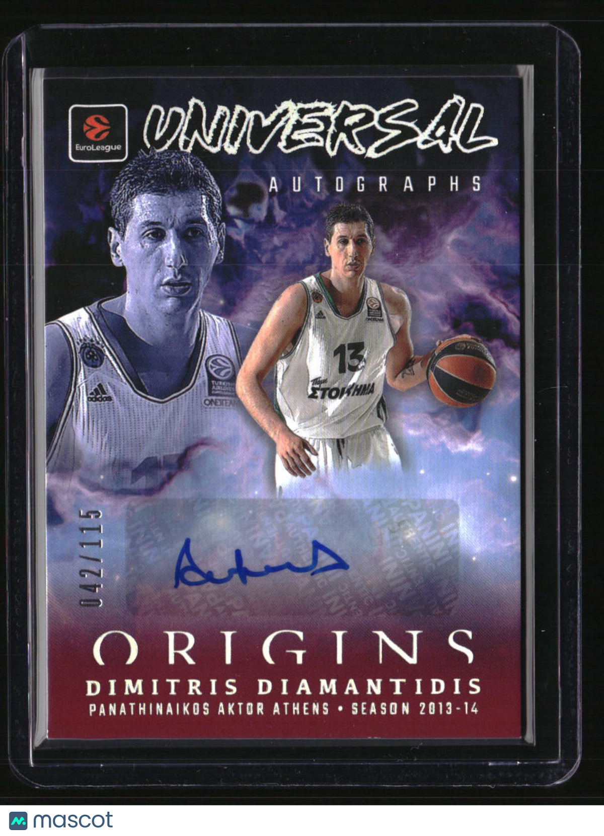 2025-26 Panini Origins EuroLeague Dimitris Diamantidis Maroon Auto #/115