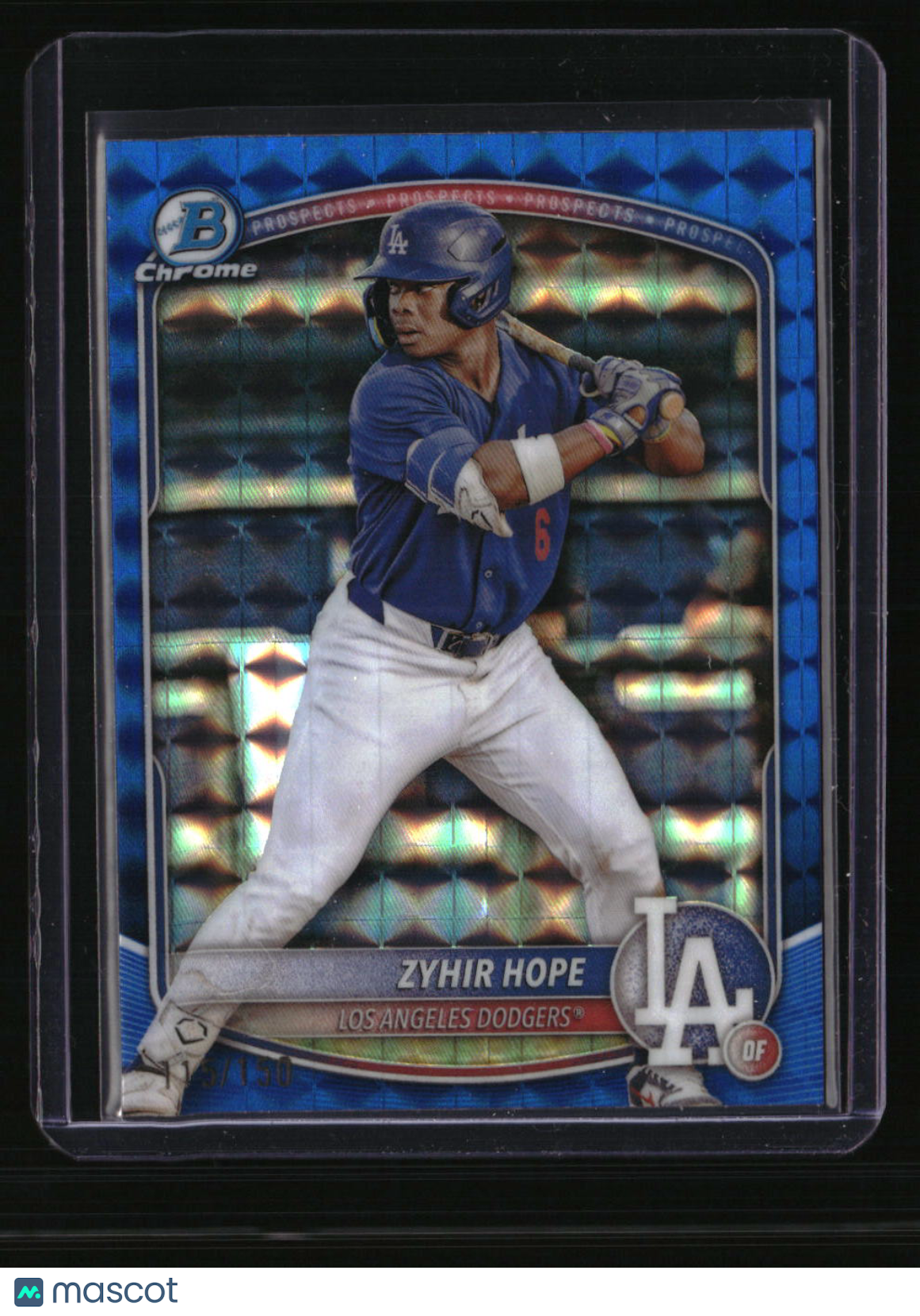 2025 Bowman Zyhir Hope Chrome Prospects Blue Geometric Refractor #/150