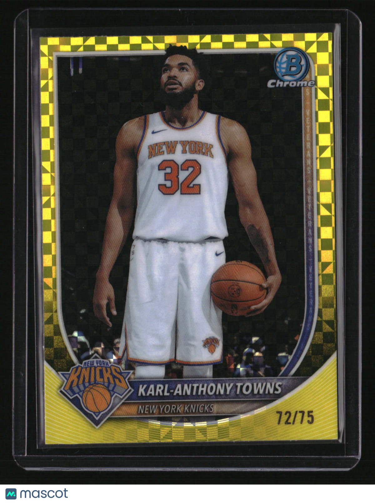 2025-26 Bowman Karl-Anthony Towns Chrome Yellow X-Fractors #/75