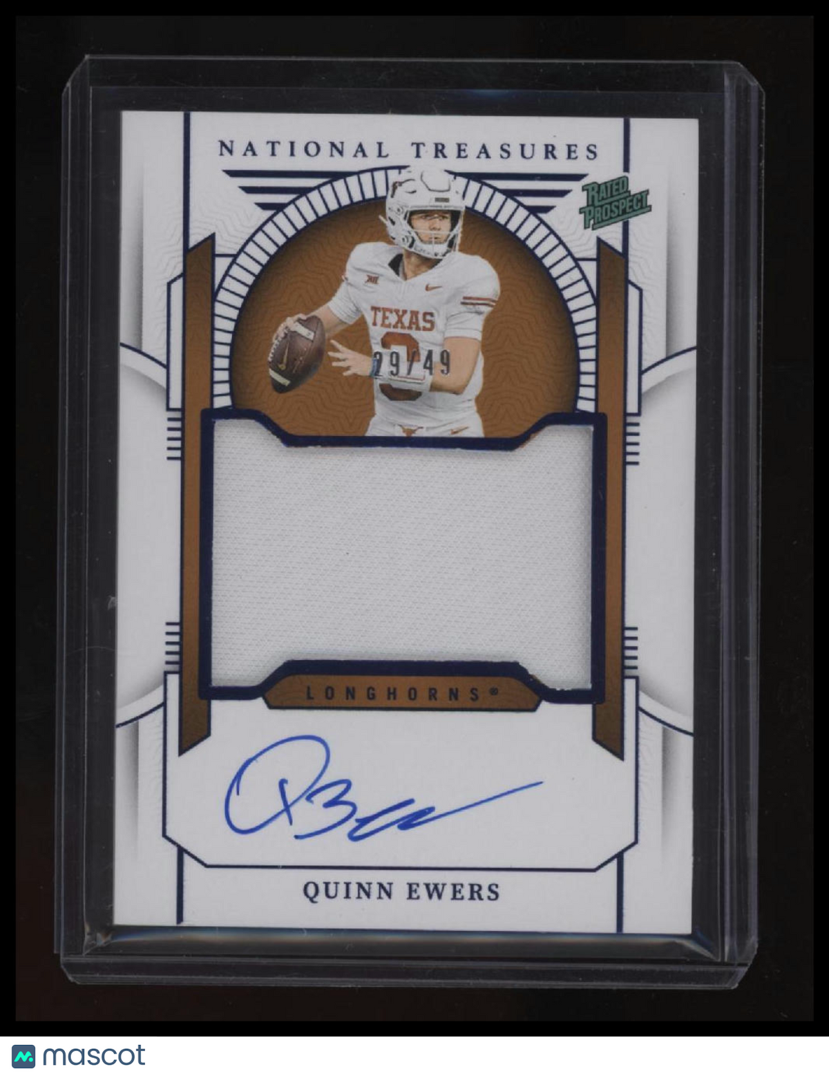 2024 Panini National Treasures Collegiate Quinn Ewers Blue #/49