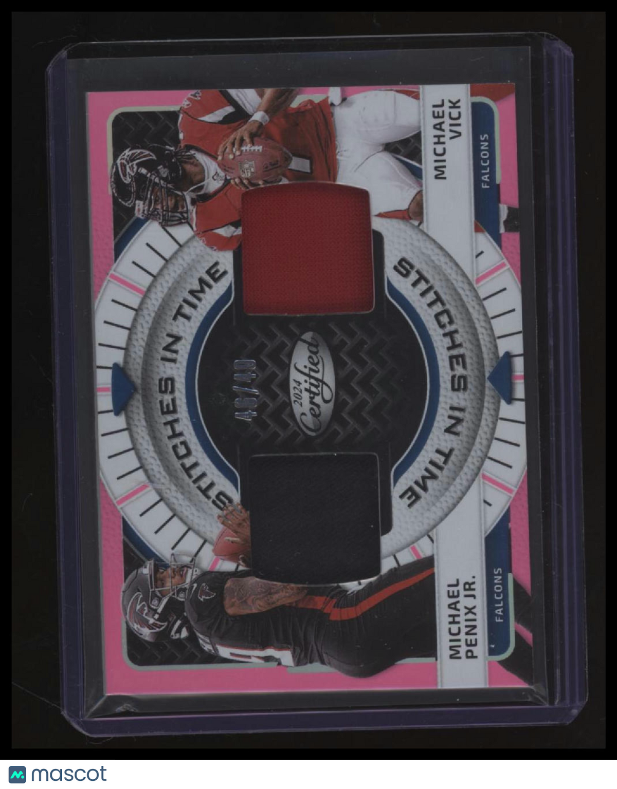 2024 Panini Certified Penix Jr. / Vick Stitches in Time Dual Mirror Pink #/49