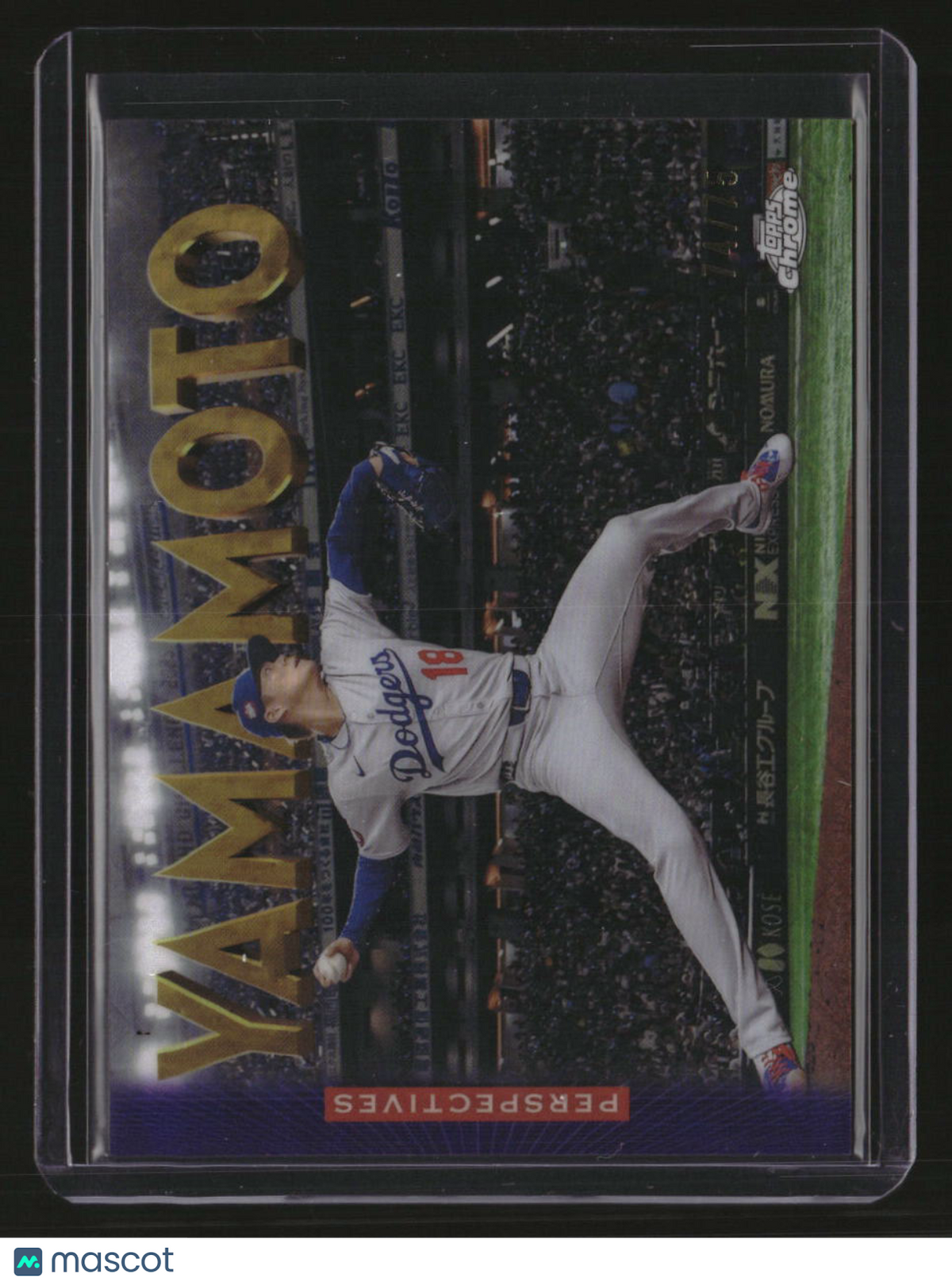 2026 Topps Chrome Logofractor Yoshinobu Yamamoto Perspectives Purple #/75