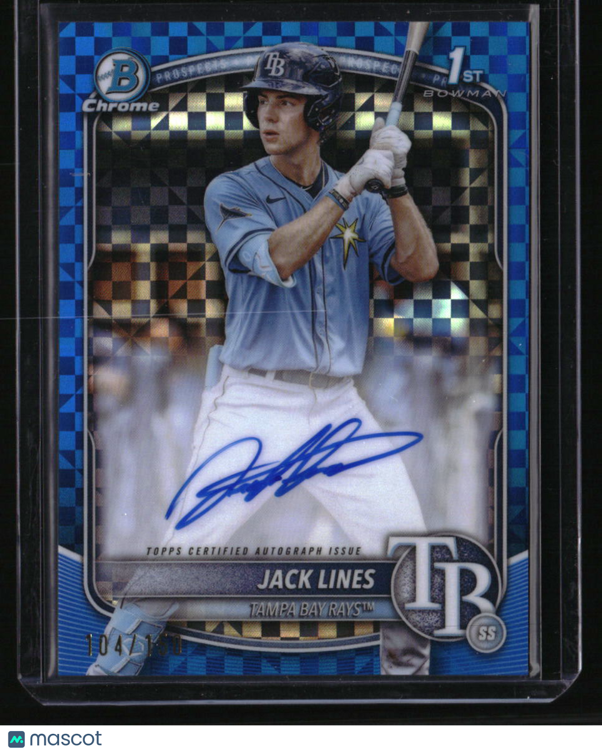2025 Bowman Jack Lines Chrome Prospect Autographs Blue X-Fractor #/150