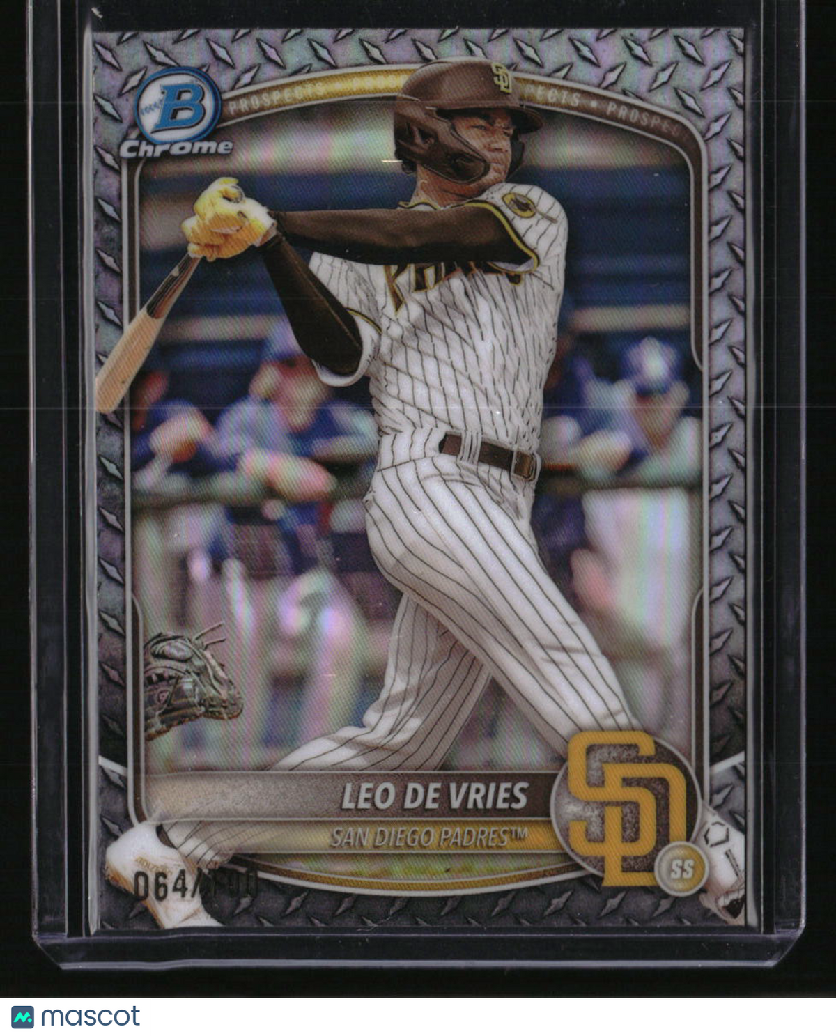 2025 Bowman Leo De Vries Chrome Prospects Steel Metal Refractor #/100