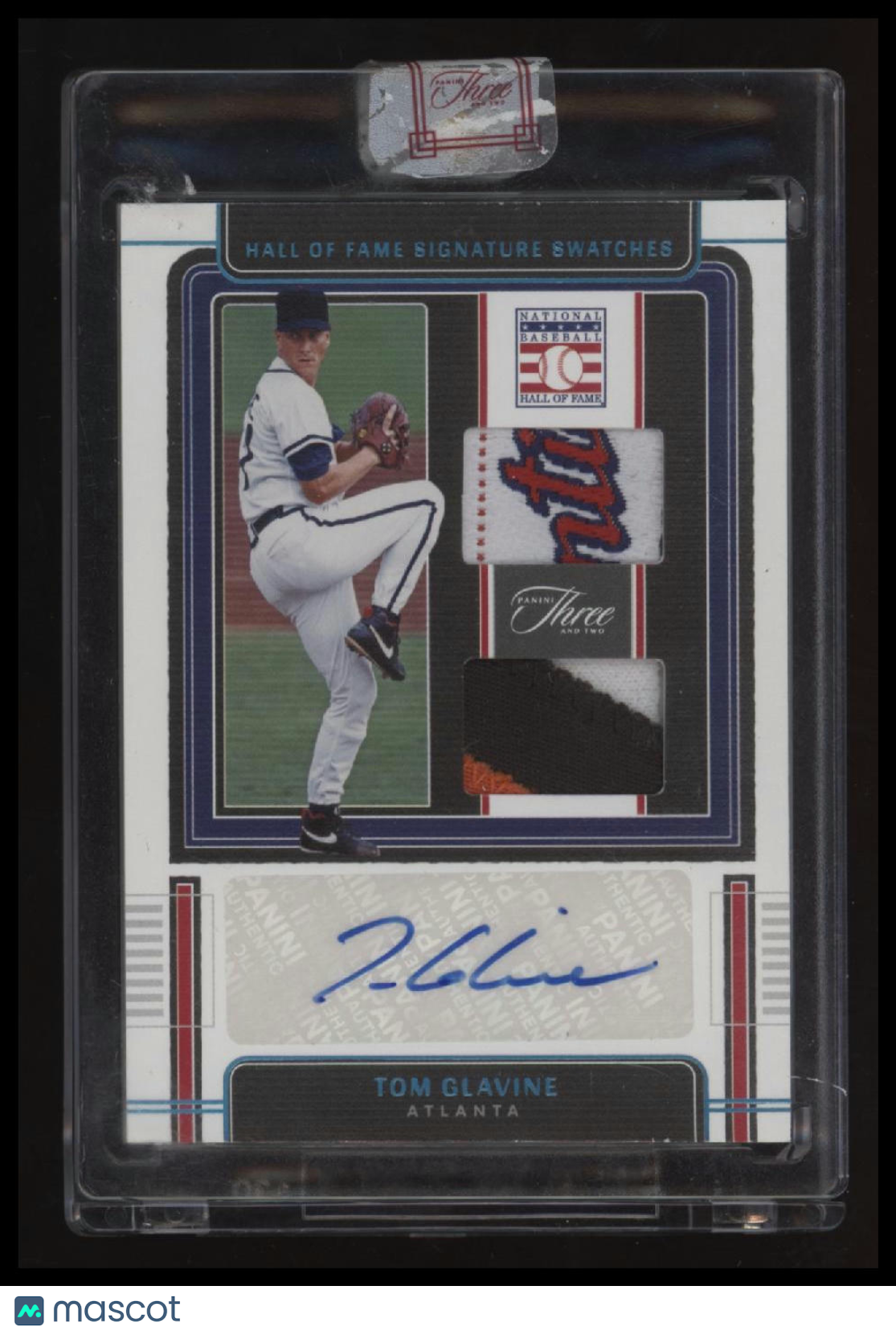 2022 Panini Three and Two Tom Glavine HOF Signature Swatches Platinum Blue #/1