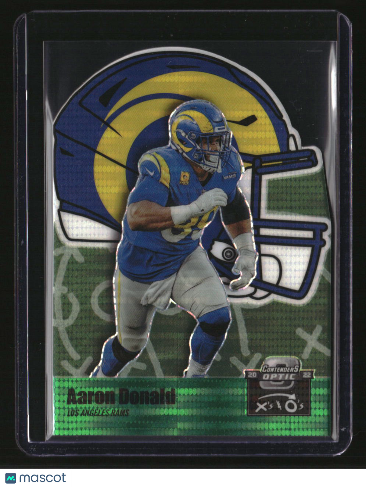 2022 Panini Contenders Optic Aaron Donald Xs and Os Green Pulsar #/30