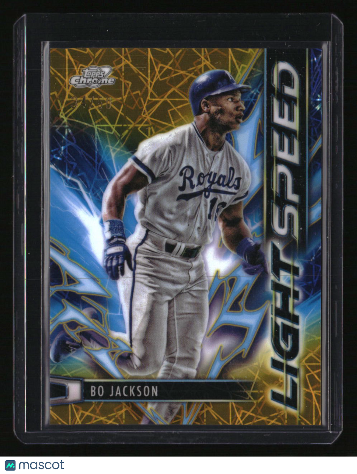 2025 Topps Chrome Cosmic Bo Jackson Light Speed Gold Interstellar Refractor #/50