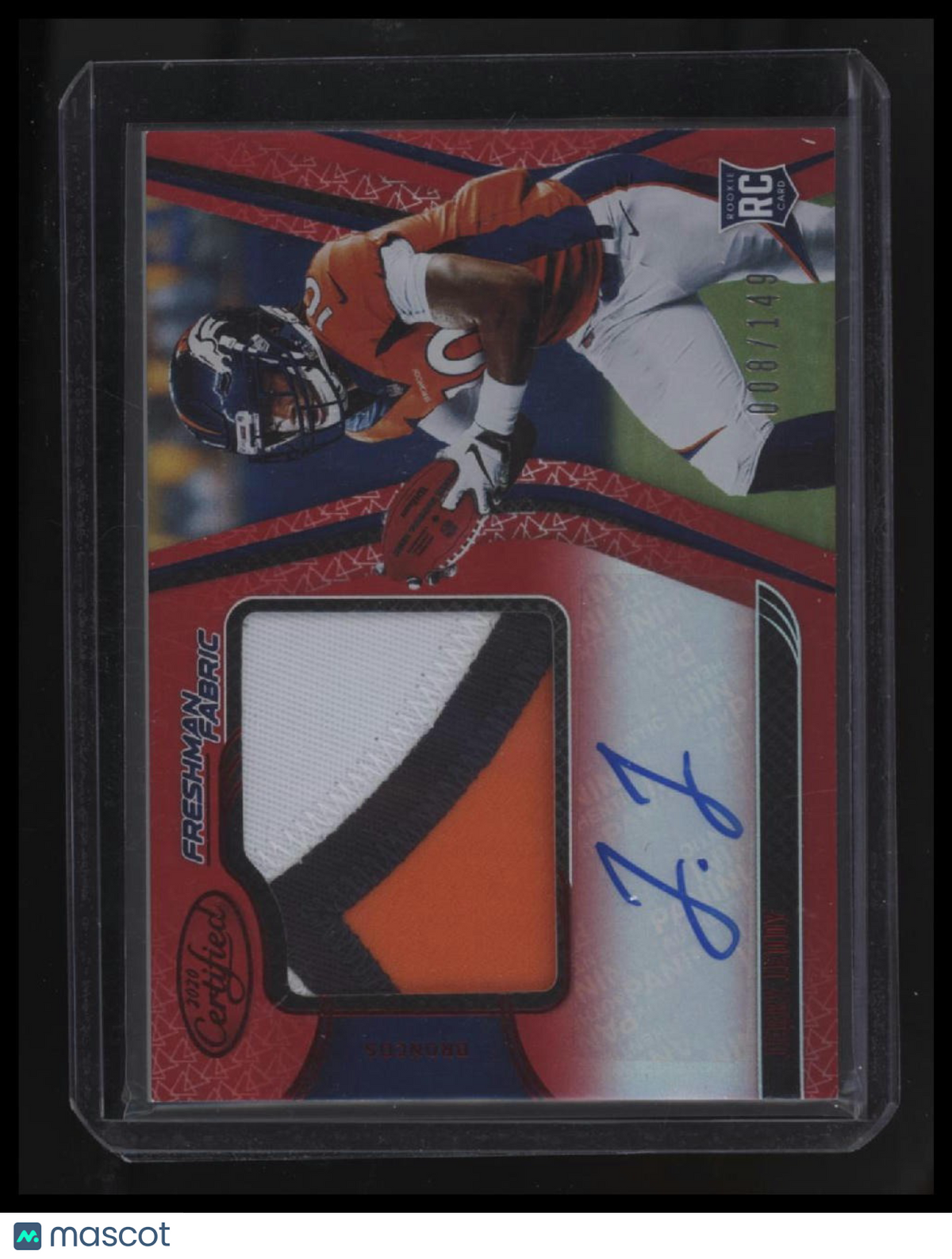 2020 Panini Certified Jerry Jeudy Freshman Fabric Mirror Signatures Red #/149