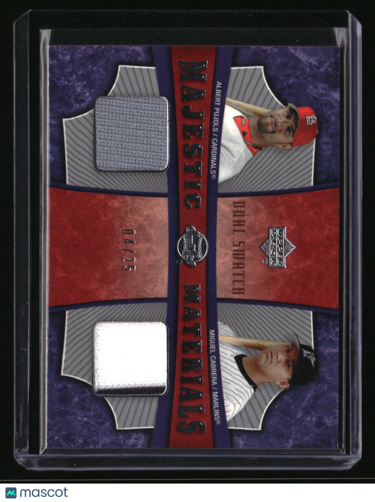 2005 Upper Deck Sweet Spot Pujols / Cabrera Majestic Materials Dual #/25