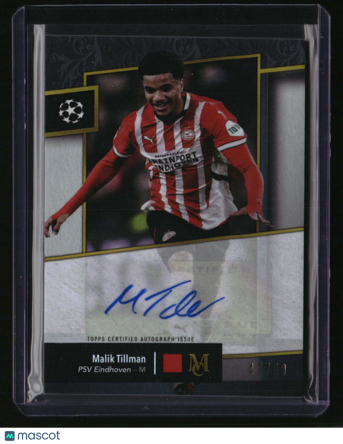 2024-25 Topps Museum Collection UEFA CC Malik Tillman Auto Gold #/50