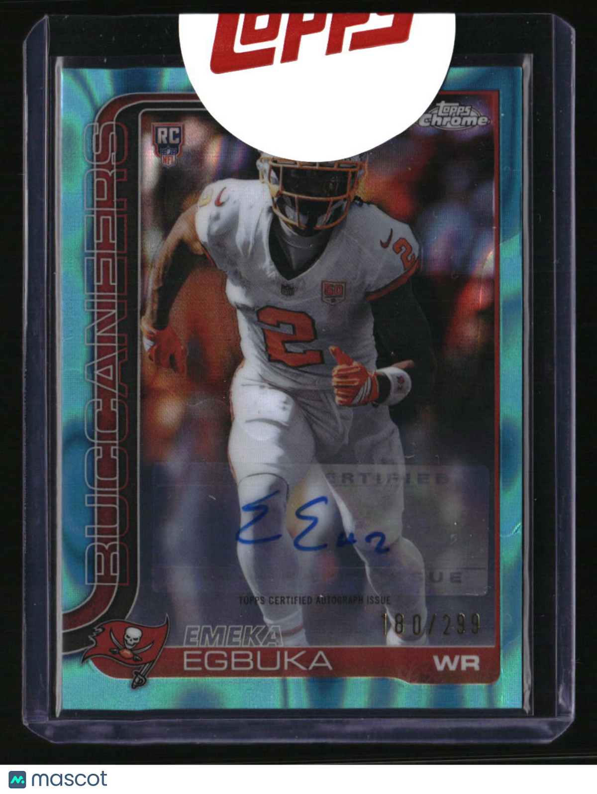 2025 Topps Chrome Emeka Egbuka Chrome Rookie Auto Teal Lava #/299