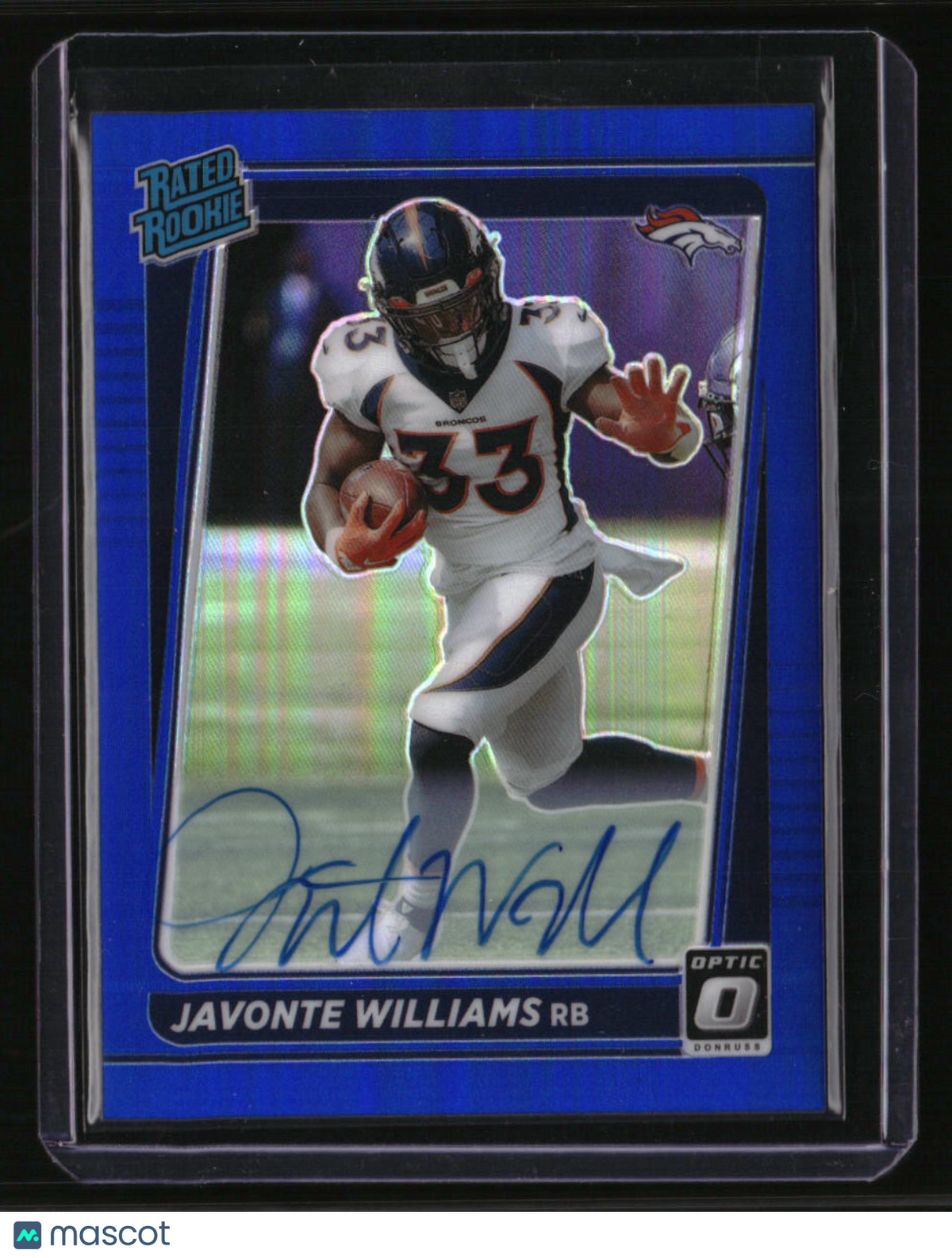 2021 Donruss Optic Javonte Williams Rated Rookies Autographs Blue #/99