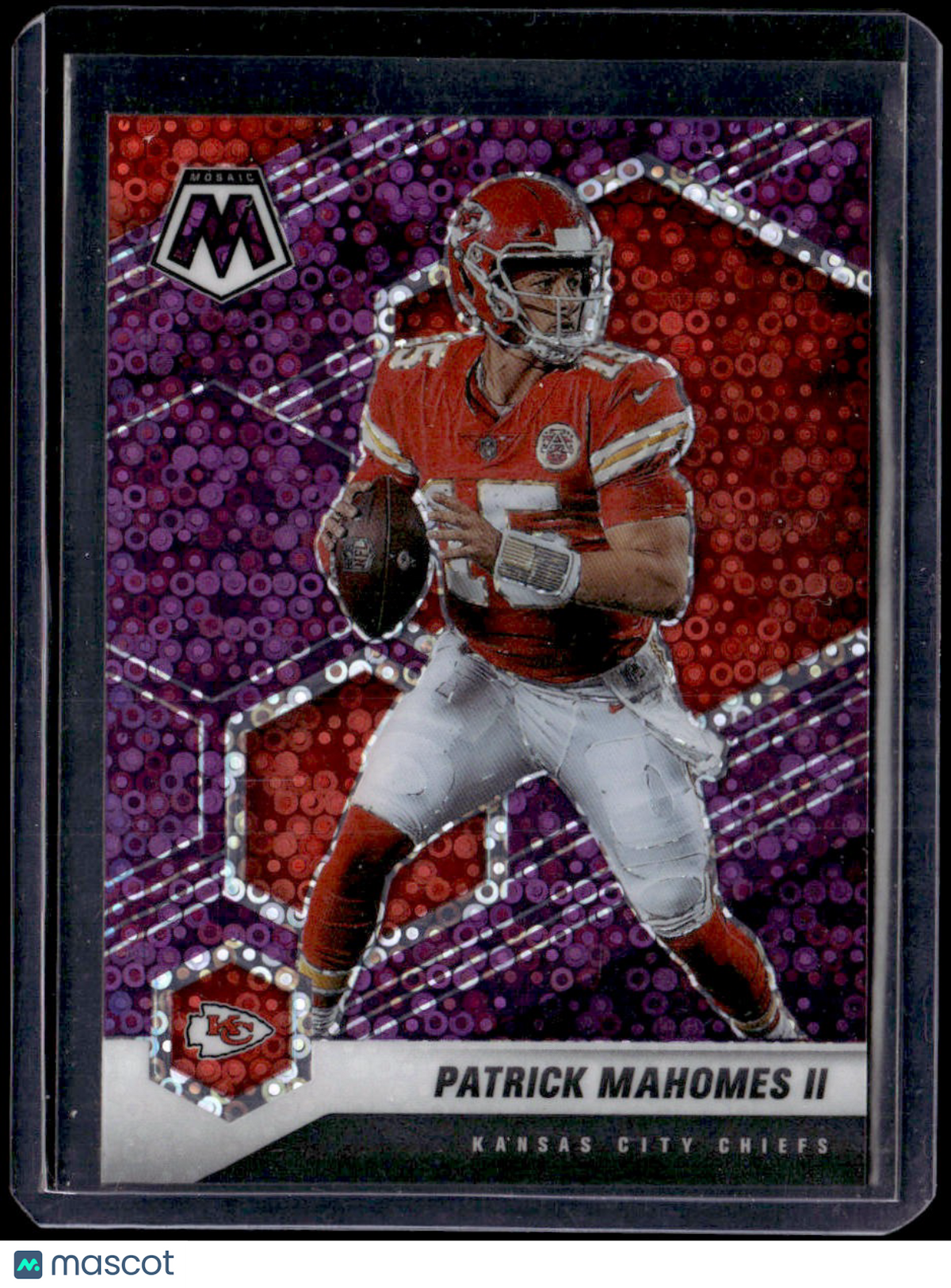 2021 Panini Mosaic Patrick Mahomes II No Huddle Prizm Purple #/50
