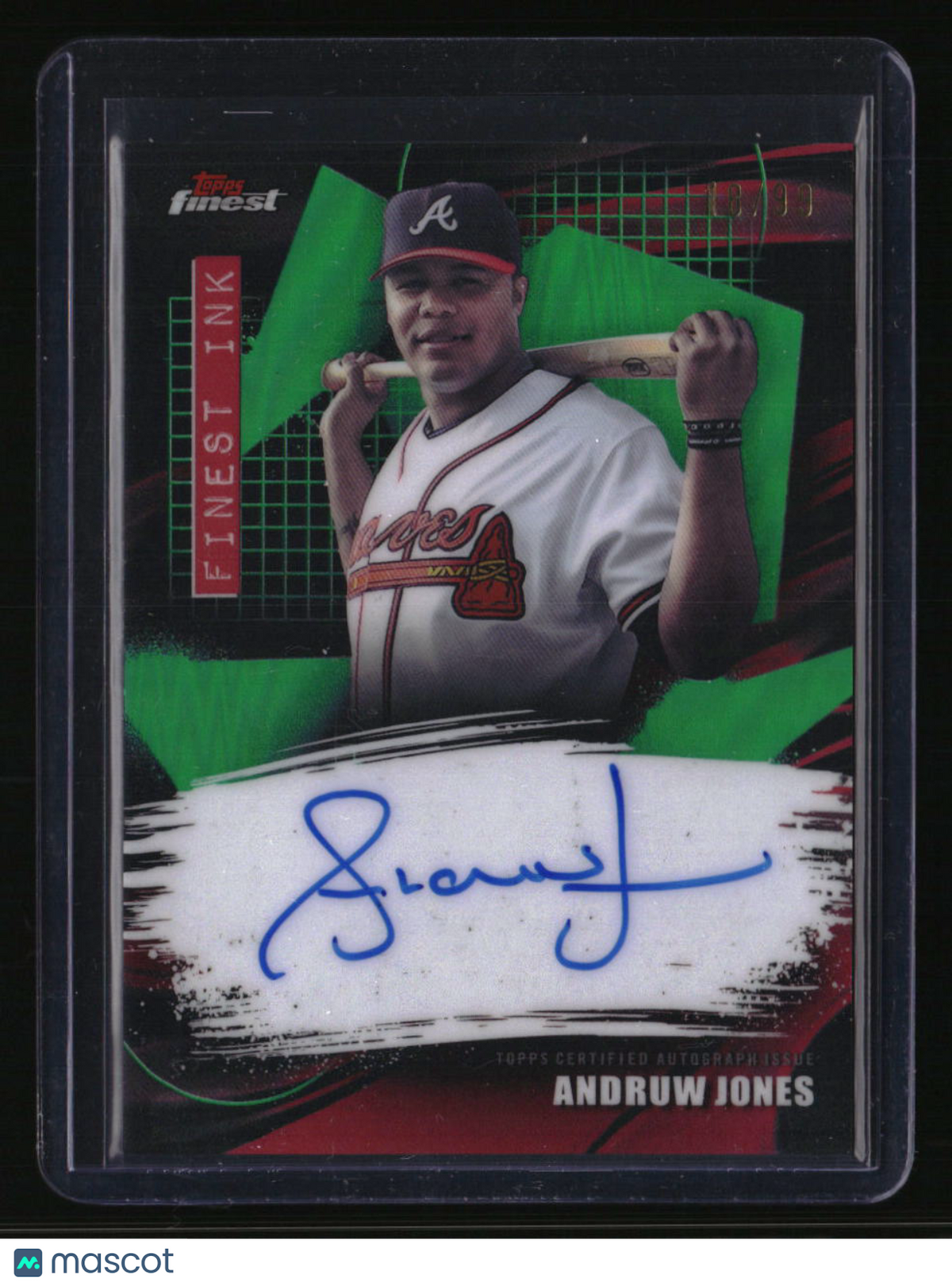 2026 Finest Andruw Jones Finest Ink Green Refractor #/99