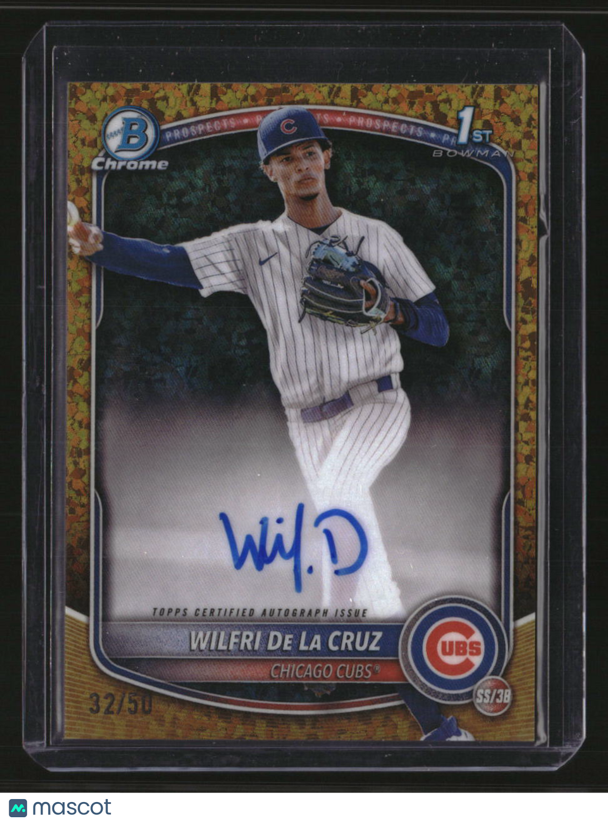 2025 Bowman Chrome Wilfri De La Cruz Prospect Autographs Gold Mini-Diamond #/50