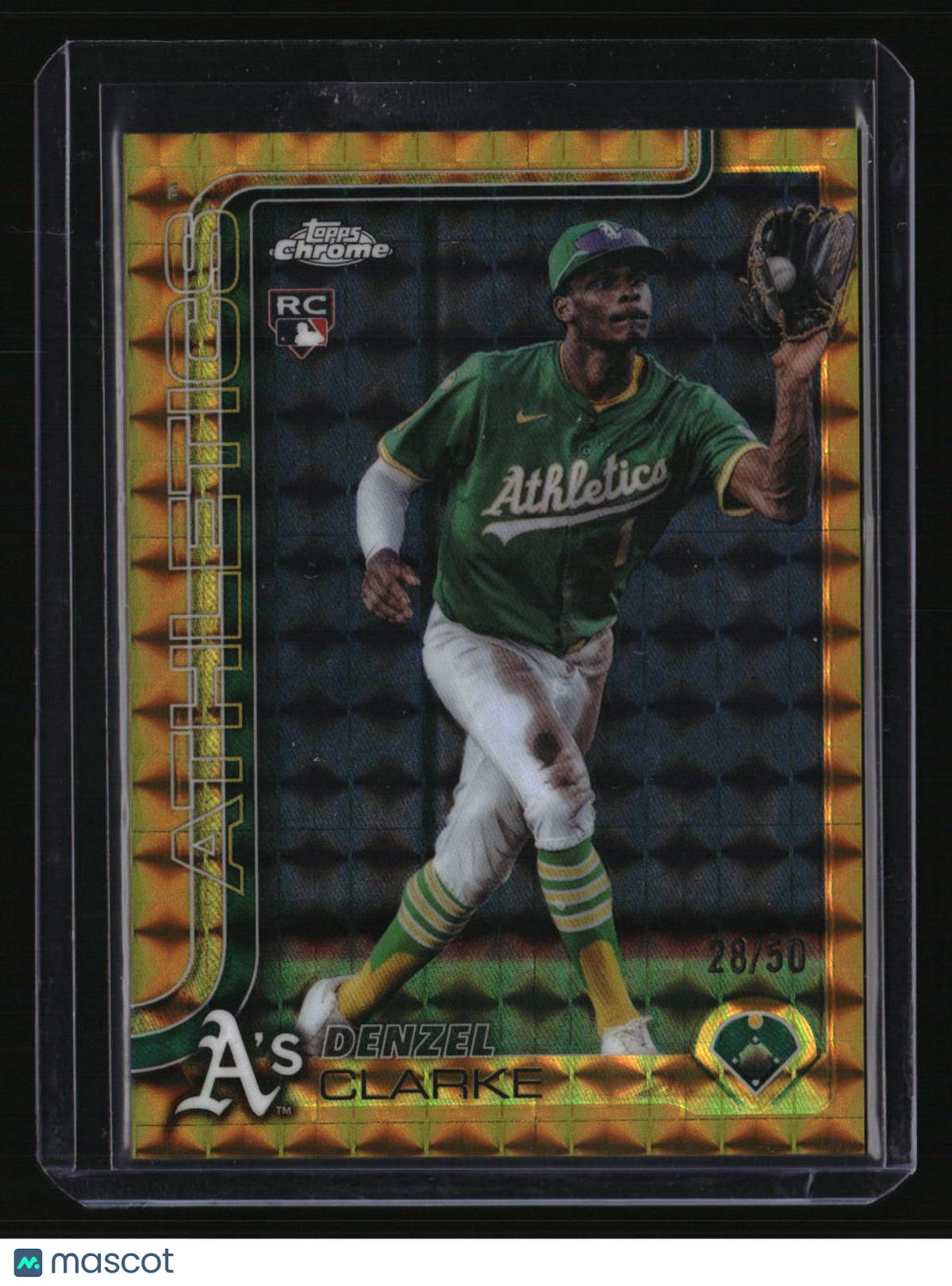 2025 Topps Chrome Update Denzel Clarke Gold Geometric Refractors #/50
