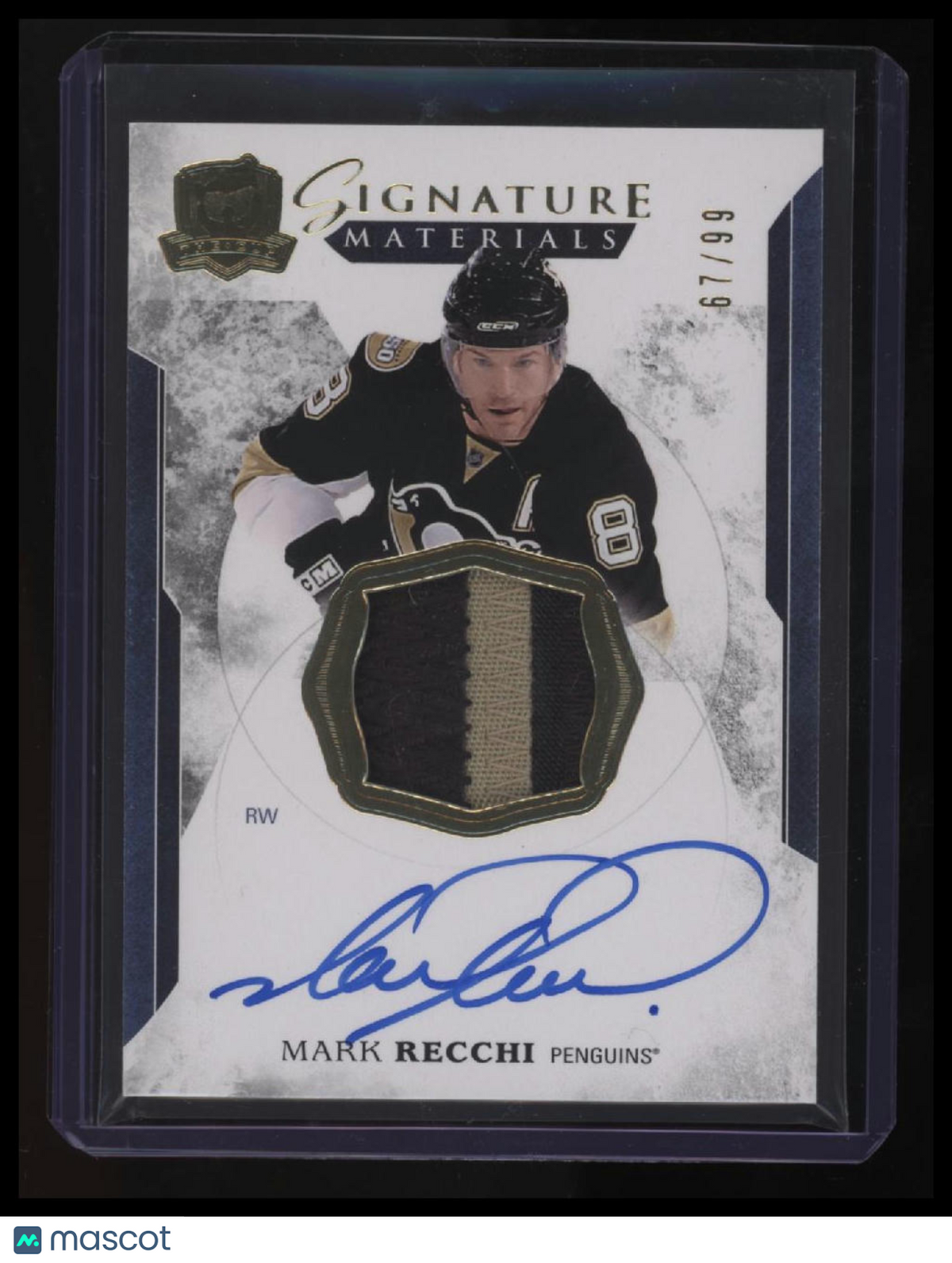 2017-18 Upper Deck The Cup Update III: Mark Recchi Signature Patches #/99
