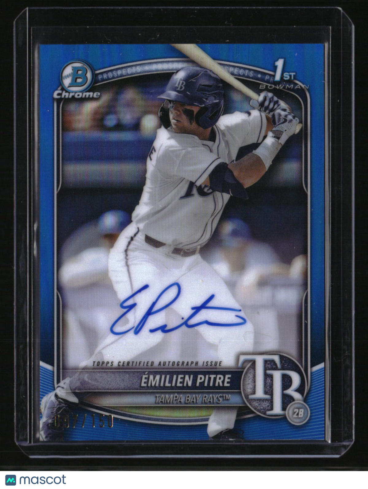 2025 Bowman Émilien Pitre Chrome Prospects Autographs Blue Refractor #/150
