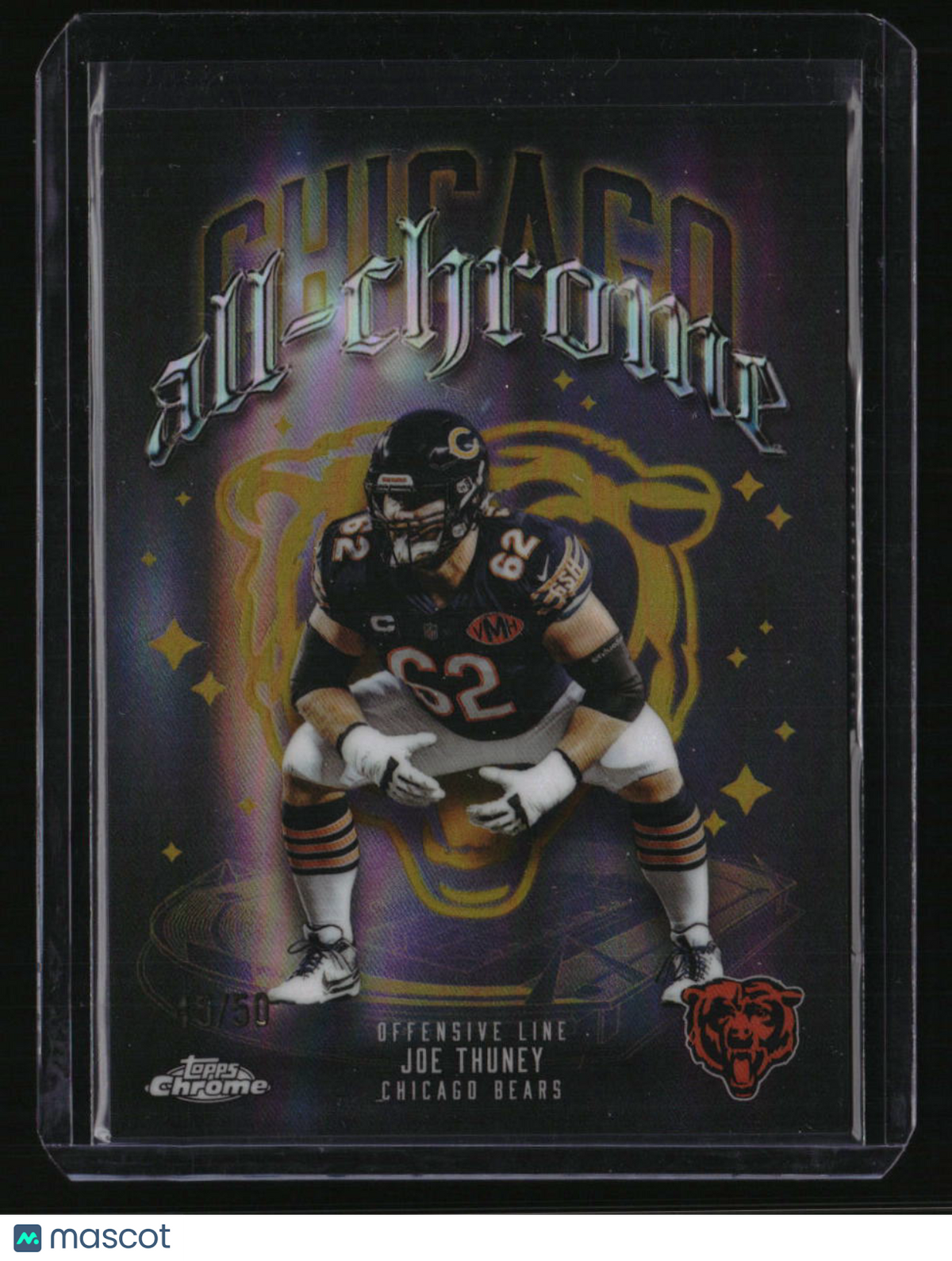 2025 Topps Chrome Joe Thuney All-Chrome Team Gold Refractor #/50
