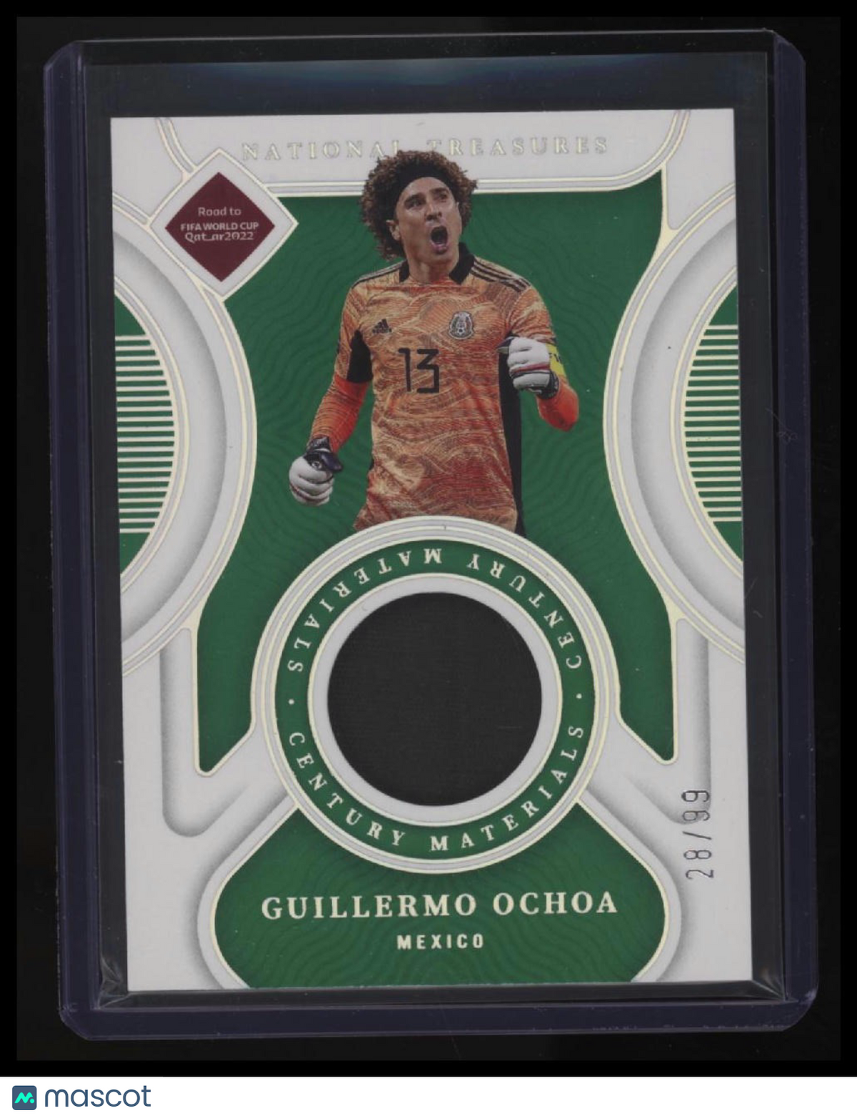 2022 National Treasures FIFA Road to World Cup Guillermo Ochoa Cent. Mat. #/99