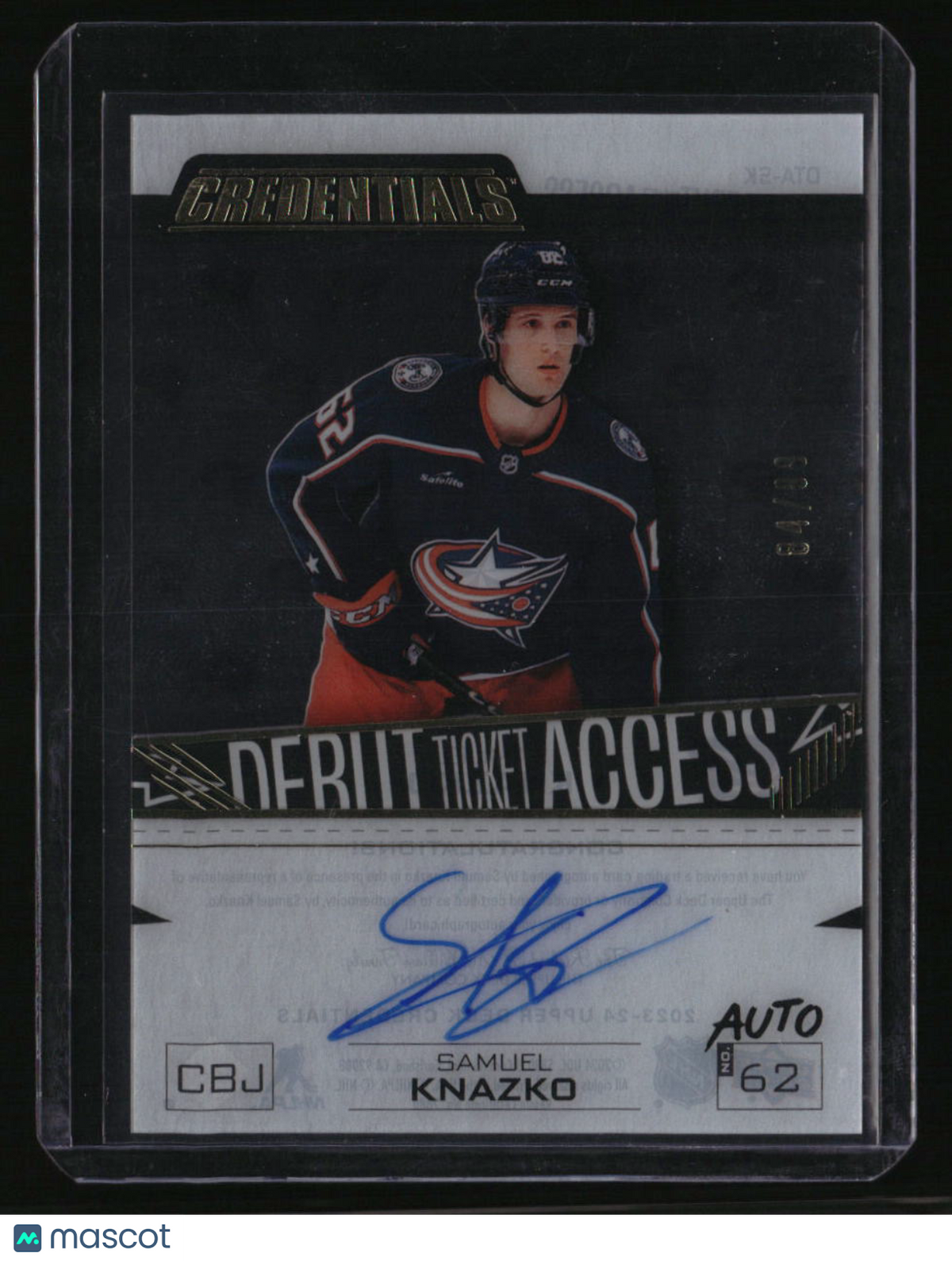 2023-24 Credentials Samuel Knazko Debut Ticket Access Acetate Auto #/99