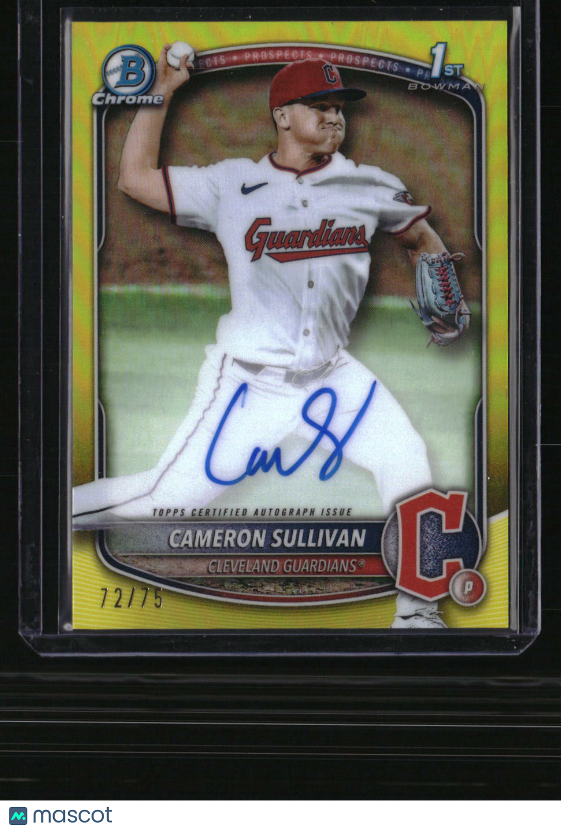 2025 Bowman Cameron Sullivan Chrome Prospects Autographs Yellow Refractor #/75