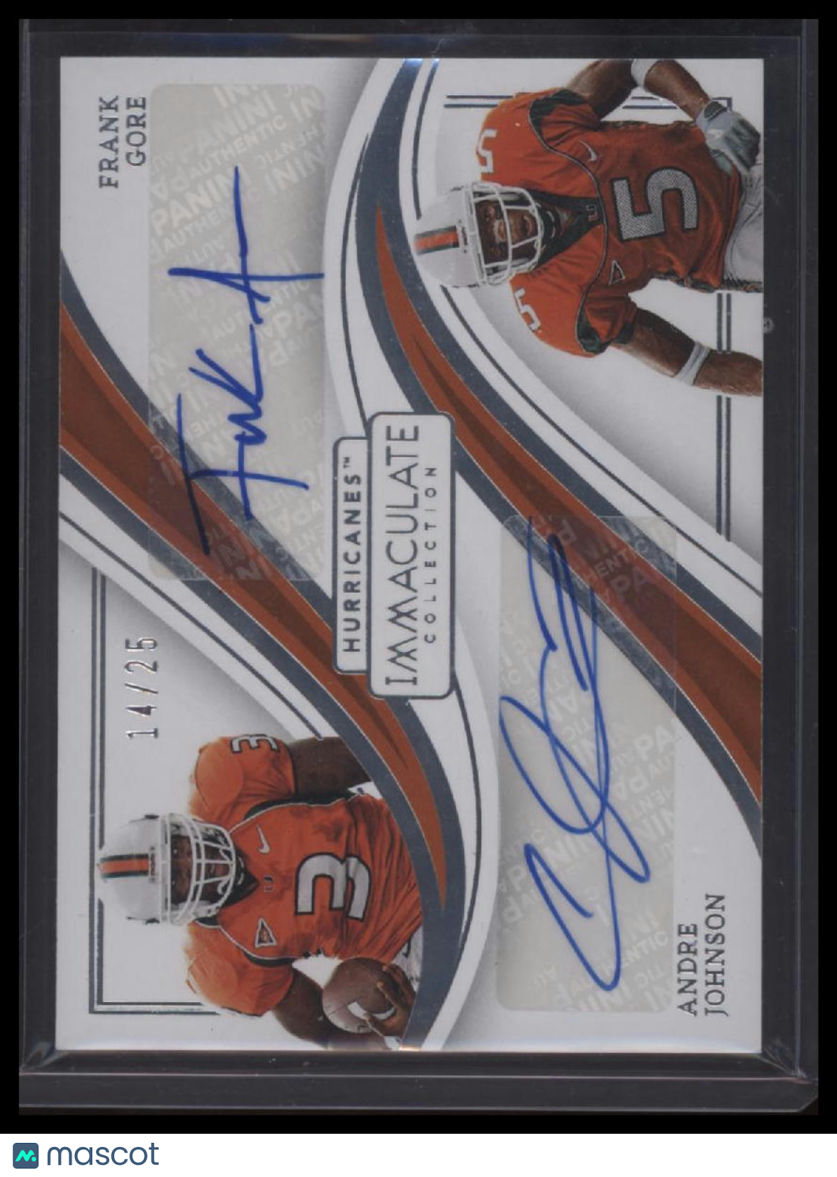 2023 Immaculate Collection Collegiate Frank Gore / Andre Johnson Dual Autos #/25