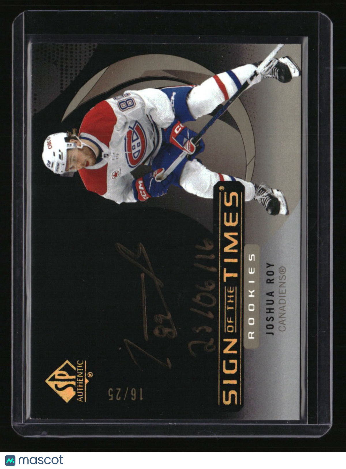 2025-26 SP Authentic Joshua Roy 2025 Update Sign of the Times Rookies Black #/25