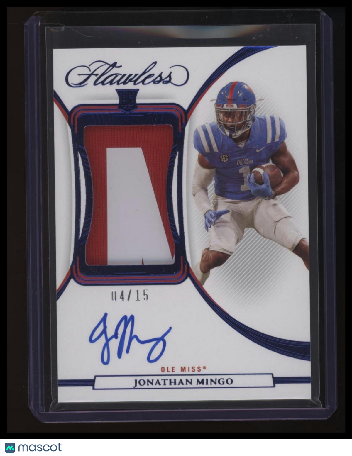 2023 Panini Flawless Collegiate Jonathan Mingo Patch Autographs Sapphire #/15