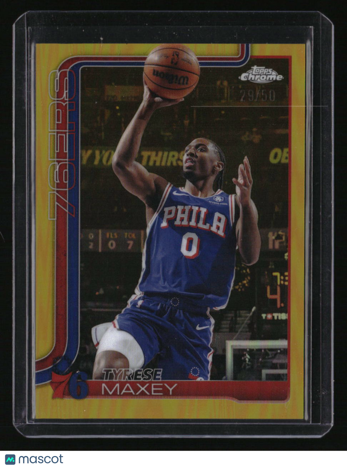 2025-26 Topps Chrome Tyrese Maxey Gold Refractor #/50