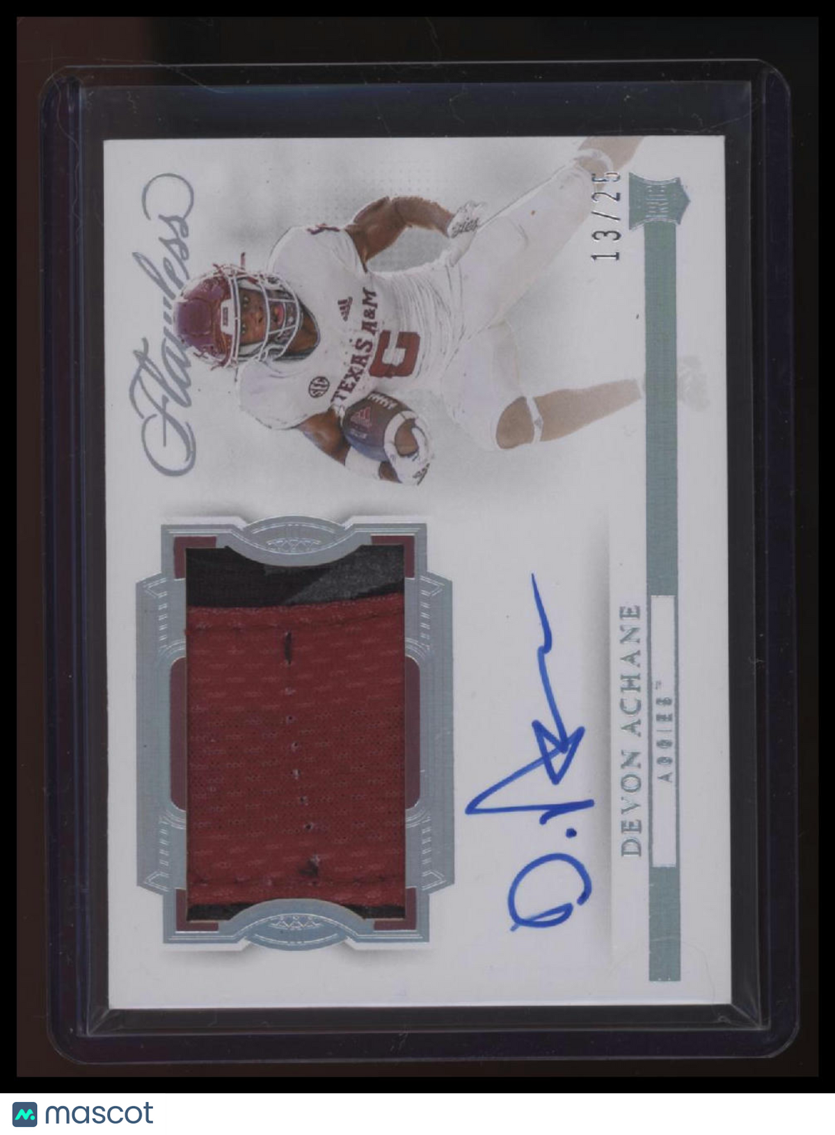2023 Panini Flawless Collegiate Devon Achane Rookie Patch Auto Horizontal #/25