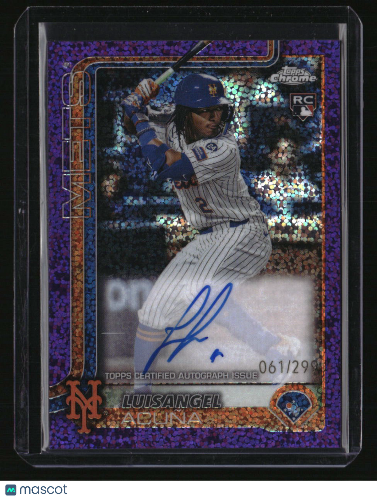 2025 Topps Chrome Luisangel Acuna Rookie Autographs Purple Speckle #/299