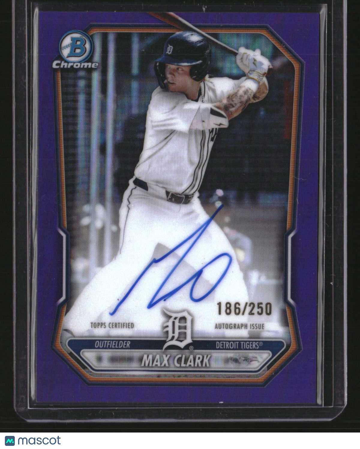 2026 Bowman Max Clark Chrome Prospect Autographs Purple Refractors #/250