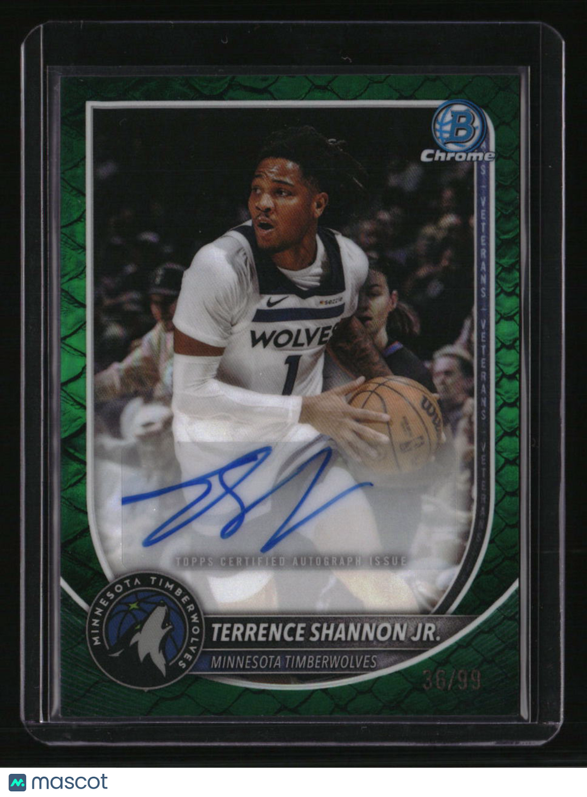 2025-26 Bowman Terrence Shannon Jr. Chrome Autographs Reptilian Green #/99